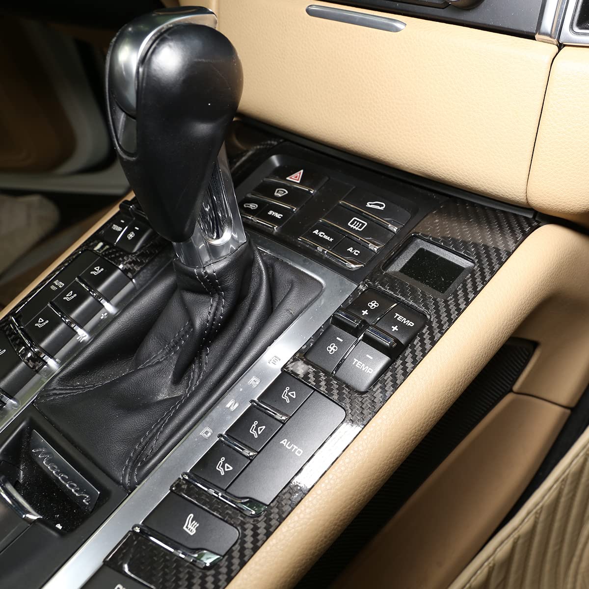 Premium Real Carbon Fiber Center Console Trim Cover for Porsche Macan 2014-2020 - Interior Upgrade & Protection - Perfect for Car Enthusiasts & Luxury Vehicle Customization