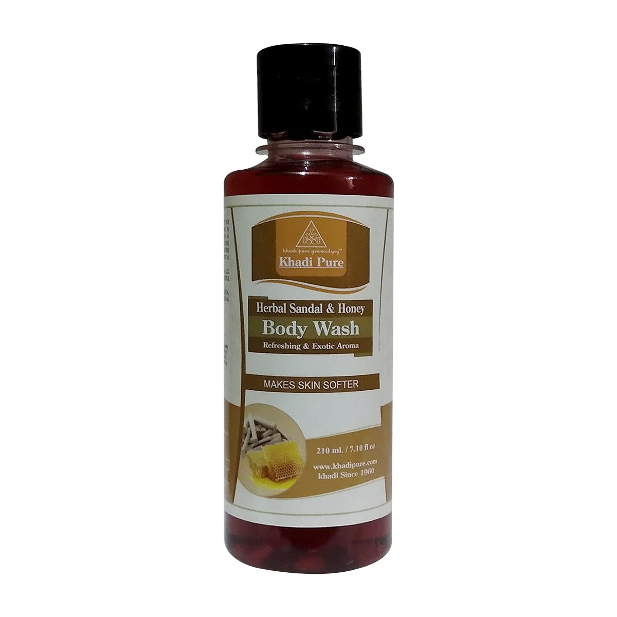 Khadi Pure Herbal Sandal & Honey Body Wash 210ml - Natural Ayurvedic Cleanser for Soft Skin | Perfect for Daily Shower & Spa Relaxation