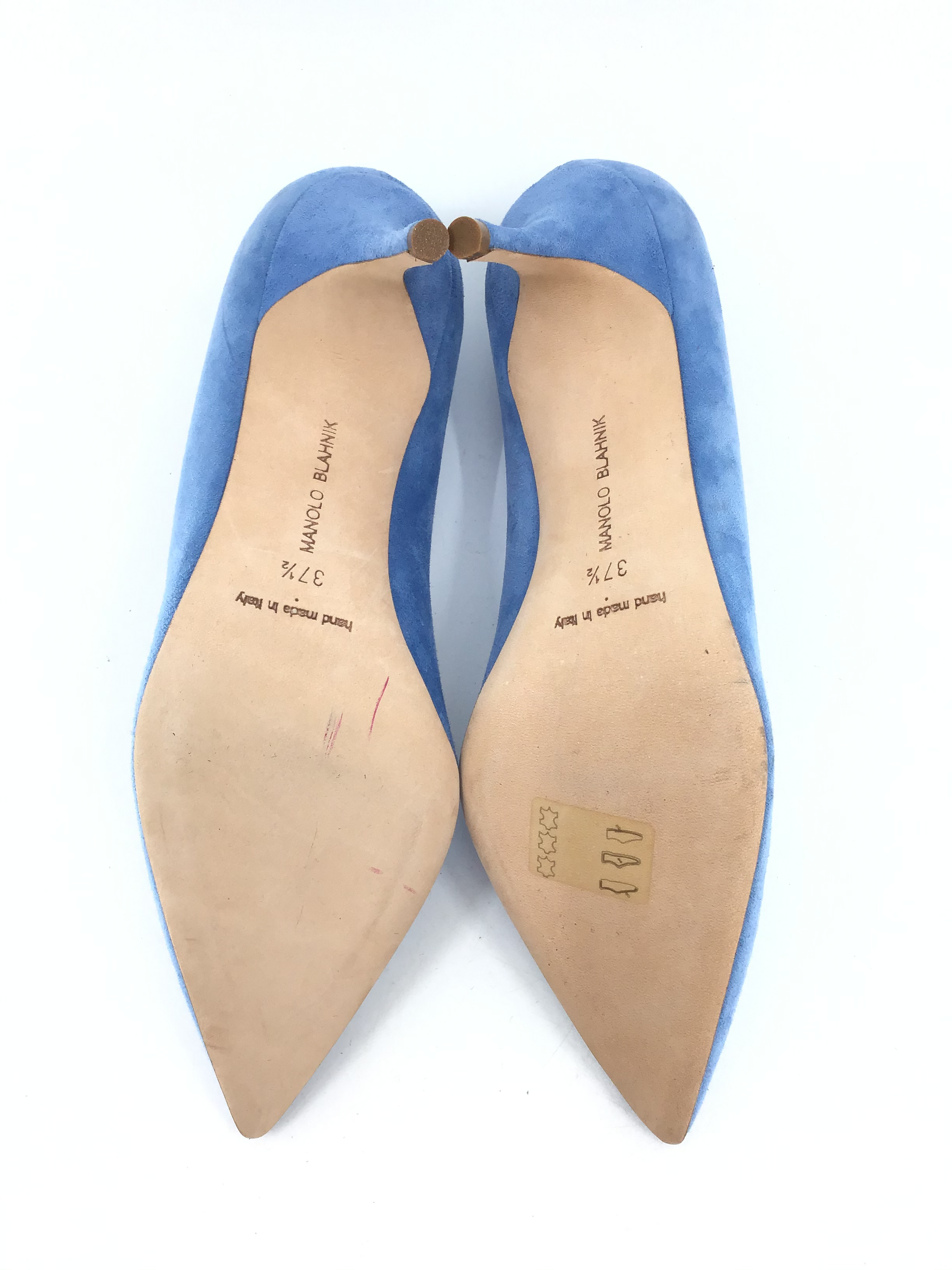 Manolo Blahnik BB Suede Pumps Women's Size 7.5 - Elegant High Heel Shoes for Wedding, Party & Office Wear
