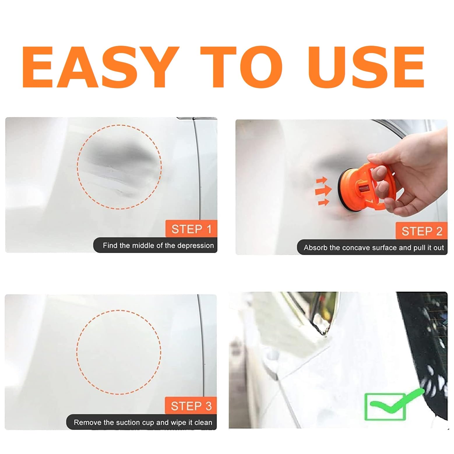 3 Pack Car Dent Puller Kit - Powerful Suction Cup for Body, Glass & Tiles - Auto Repair Tool