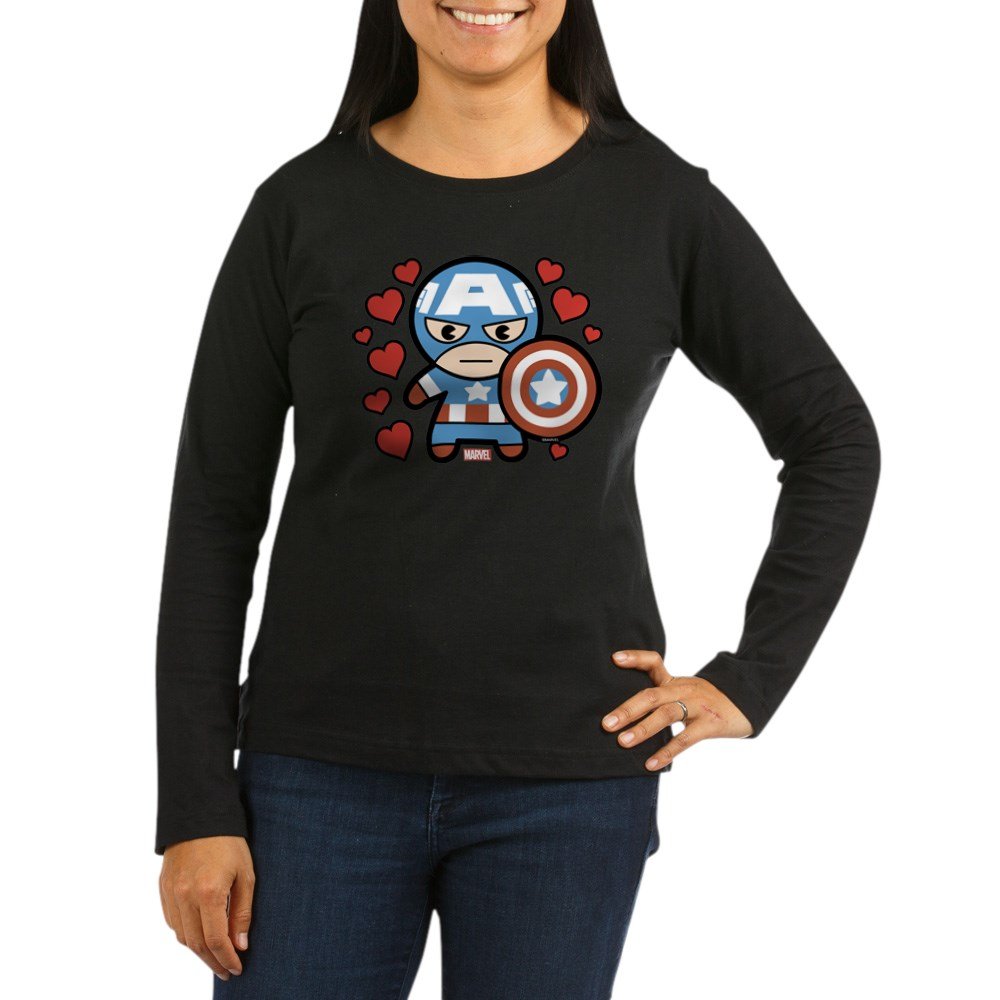Captain America Hearts Long Sleeve T-Shirt - Marvel Superhero Graphic Tee for Men & Women | Perfect for Cosplay, Comic Con & Casual Wear