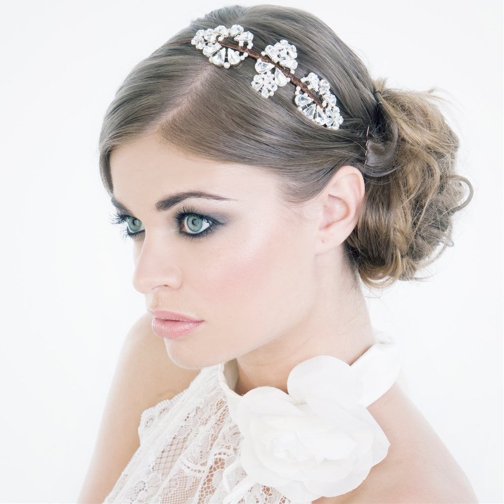 Mayfair Crystal and Pearl Cluster Headdress – Elegant Bridal Hair Accessory for Weddings, Prom, and Special Events