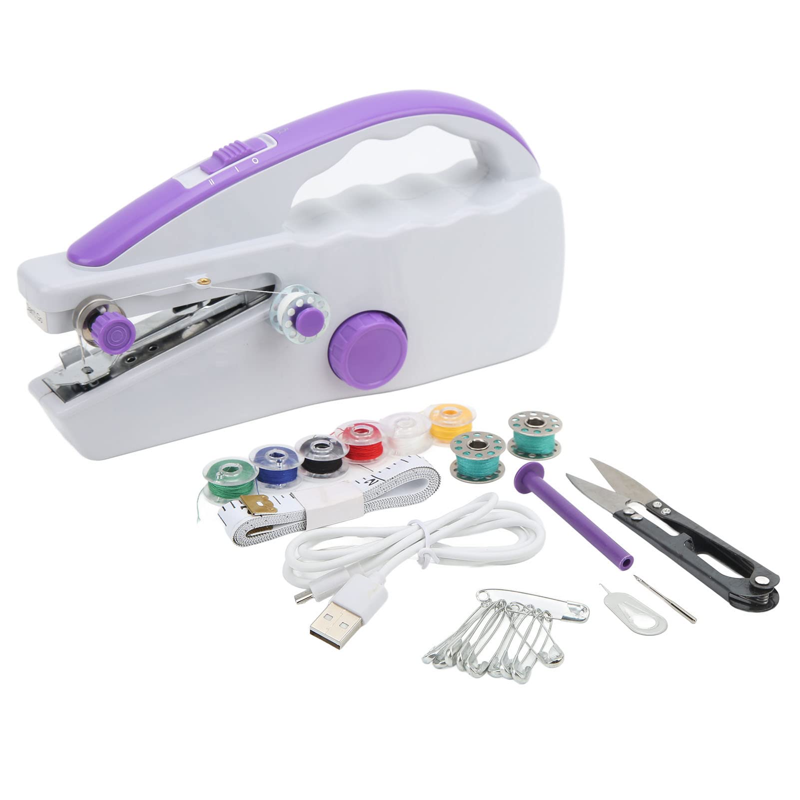 Pssopp Electric Handheld Sewing Machine - Portable Mini Stitch Tool with Accessories for Clothing, Fabric Repair | Perfect for Home, Travel, Kids Crafts & Emergency Fixes