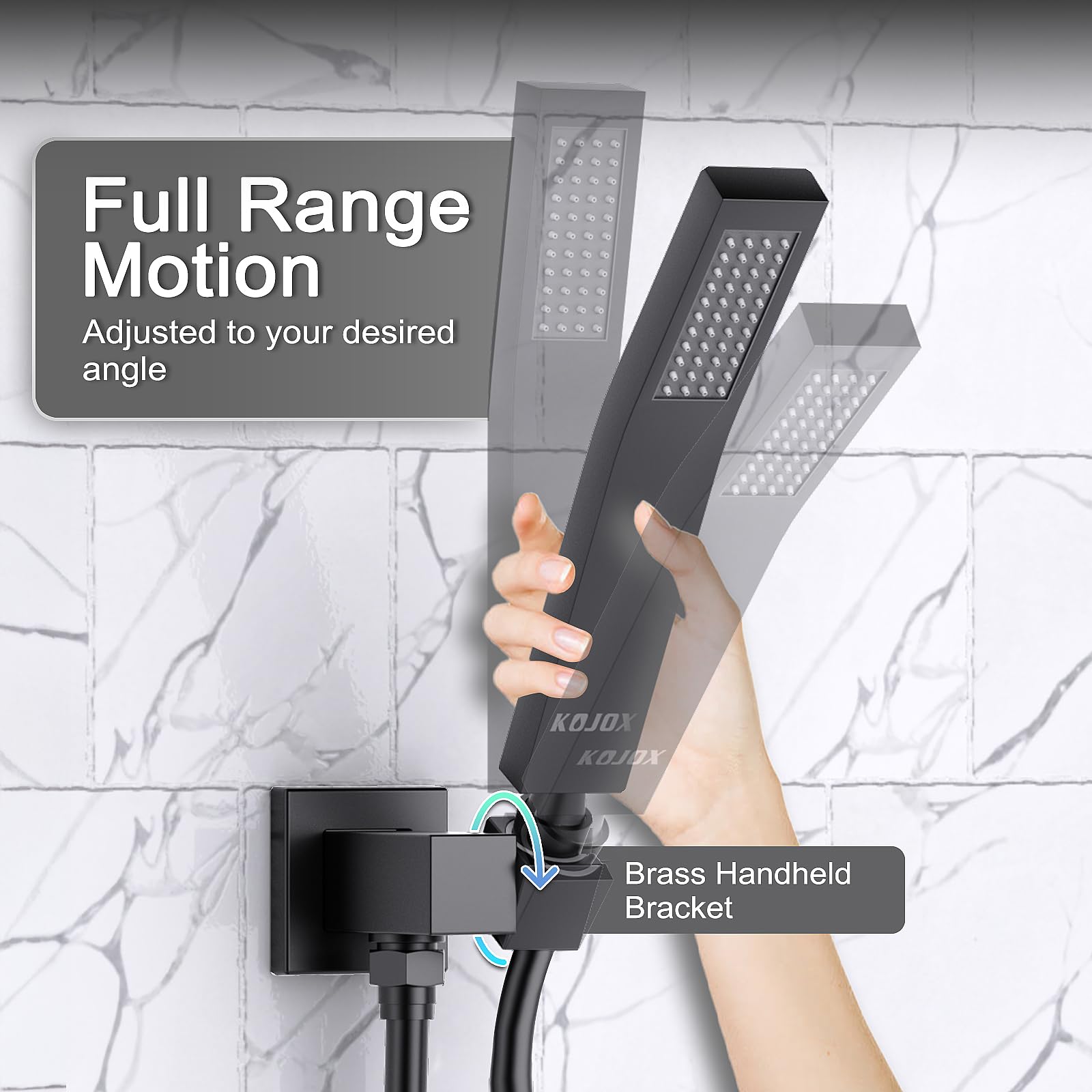 10'' High Pressure Rainfall Shower System with Handheld Shower Head & Faucet Trim Valve - Luxury Matte Black Wall Mounted Bathroom Shower Combo Set for Spa-Like Experience
