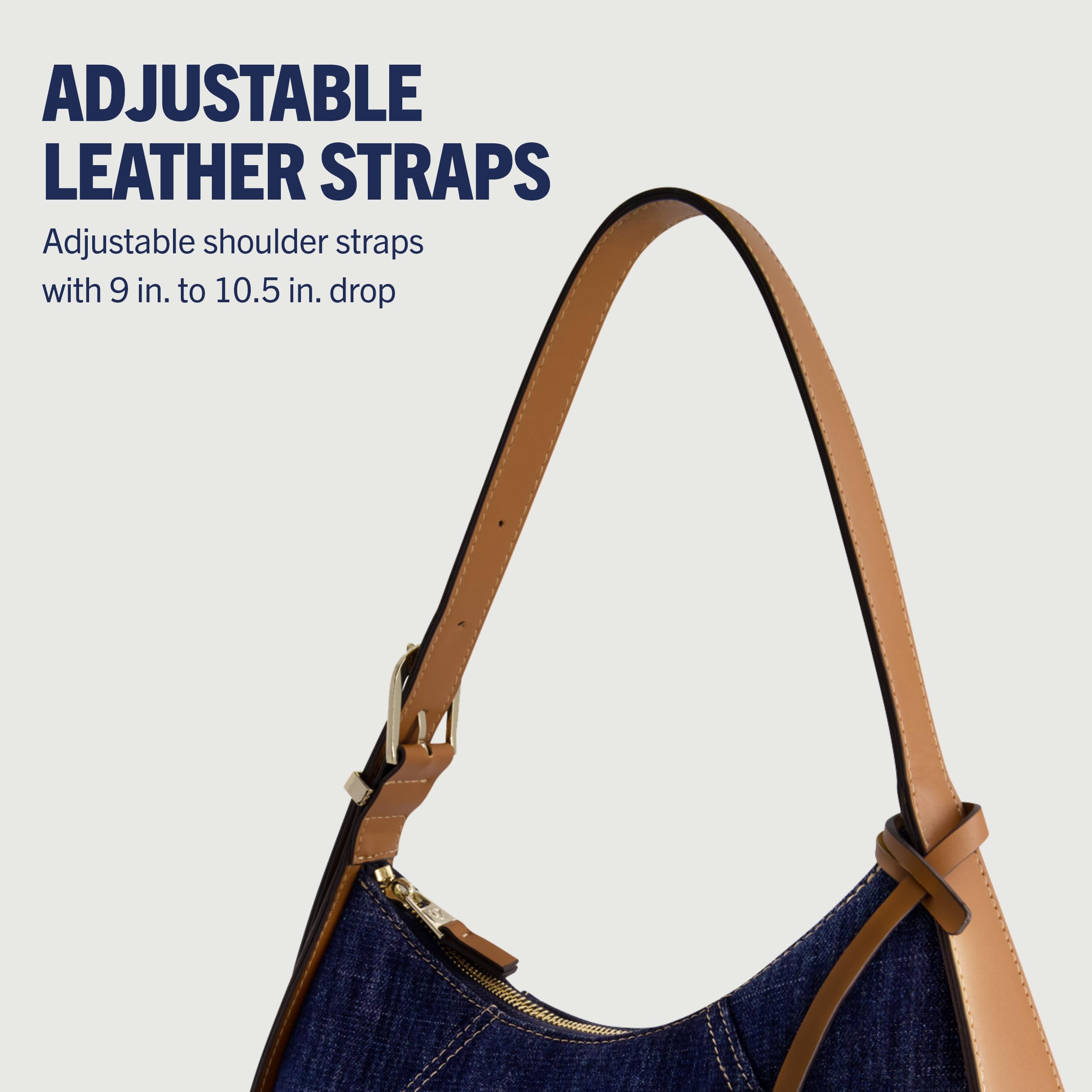 True Religion Women's Denim Hobo Shoulder Bag with Adjustable Strap & Horseshoe Logo - Stylish Crossbody Purse for Everyday Use, Shopping, and Travel