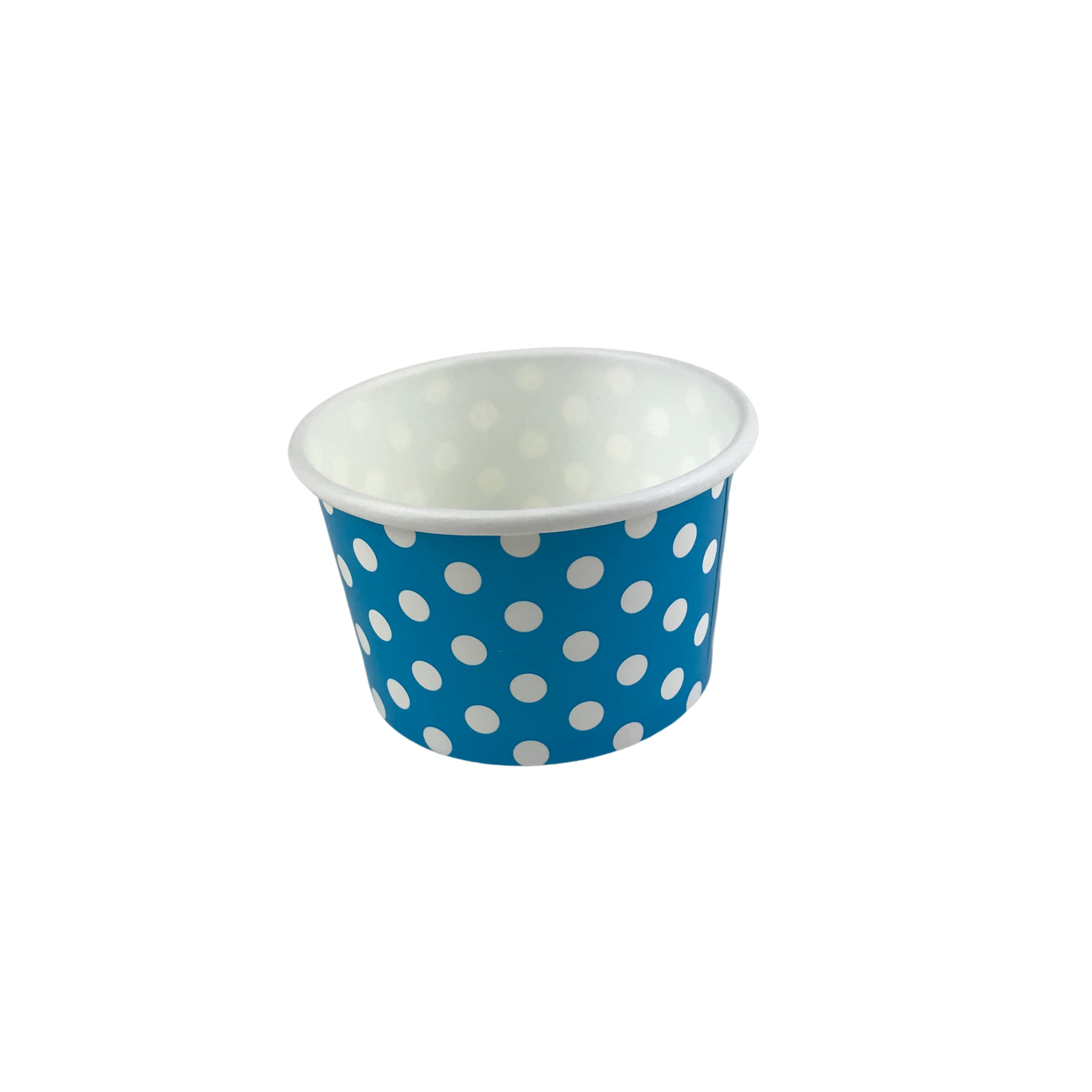 MMvolesy 4oz Blue Polka Dot Disposable Paper Ice Cream Cups - 50 Pack | Eco-Friendly Dessert Bowls for Cold & Hot Foods Like Ice Cream, Pudding, Soup | Perfect for Parties, Cafes & Catering