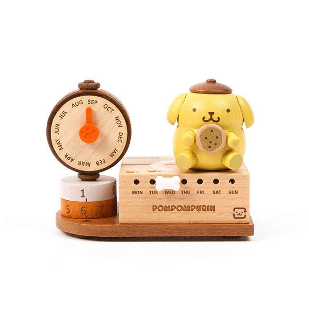 2022 Wooden Desk Calendar with Pudding Dog Music Box - 2-in-1 Perpetual Monthly Calendar for Office & Home (4.2x2.5x3.1in) - Perfect Gift for Girls, Women & Office Workers - Great for Planning, Organizing & Decorating Workspace