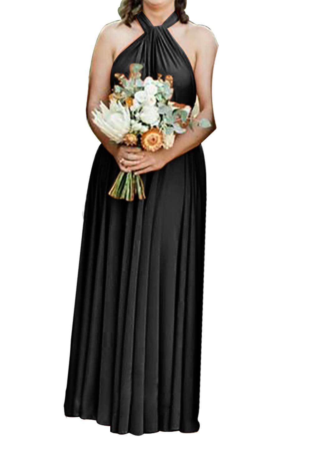 Elegant A-Line Long Prom Bridesmaid Dress - Halter Neck Wedding Party Gown for Formal Occasions & Special Events