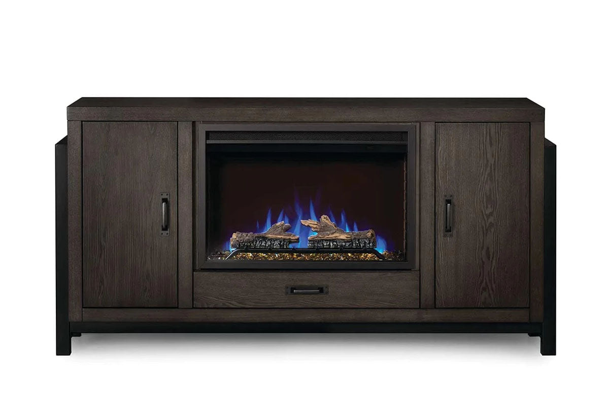 Napoleon Franklin 30'' Oak Media Console with Electric Firebox - Perfect for Living Room Home Theater & Cozy Fireplace Ambience