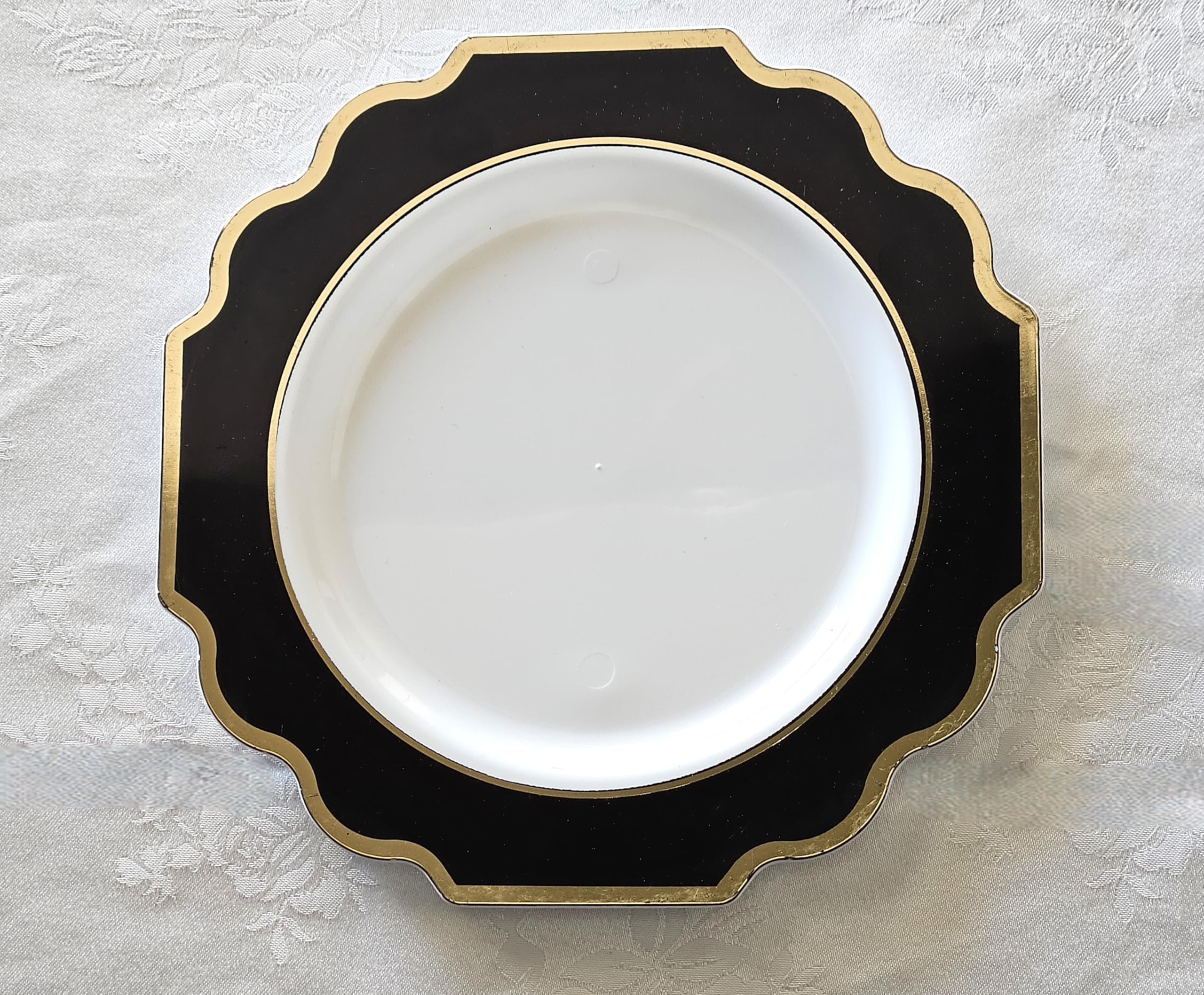240-Pack Heavyweight Disposable Plastic Plates Set for Weddings & Parties - 120 x 10.5'' Dinner Plates + 120 x 8'' Salad/Dessert Plates in Elegant Black & Gold | Perfect for Large Gatherings, Catering Events & Special Occasions