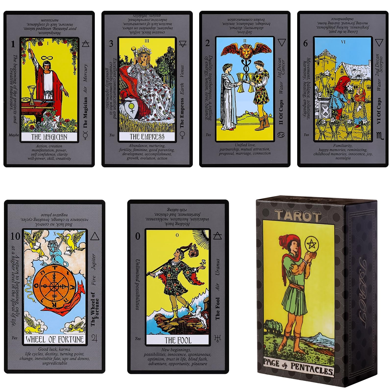 Beginner Tarot Cards with Meanings & Guidebook - Easy Learning Tarot Deck for Divination, Yes/No/Maybe Readings - Includes Free Pouch Bag (Perfect for Meditation, Self-Discovery & Spiritual Guidance)