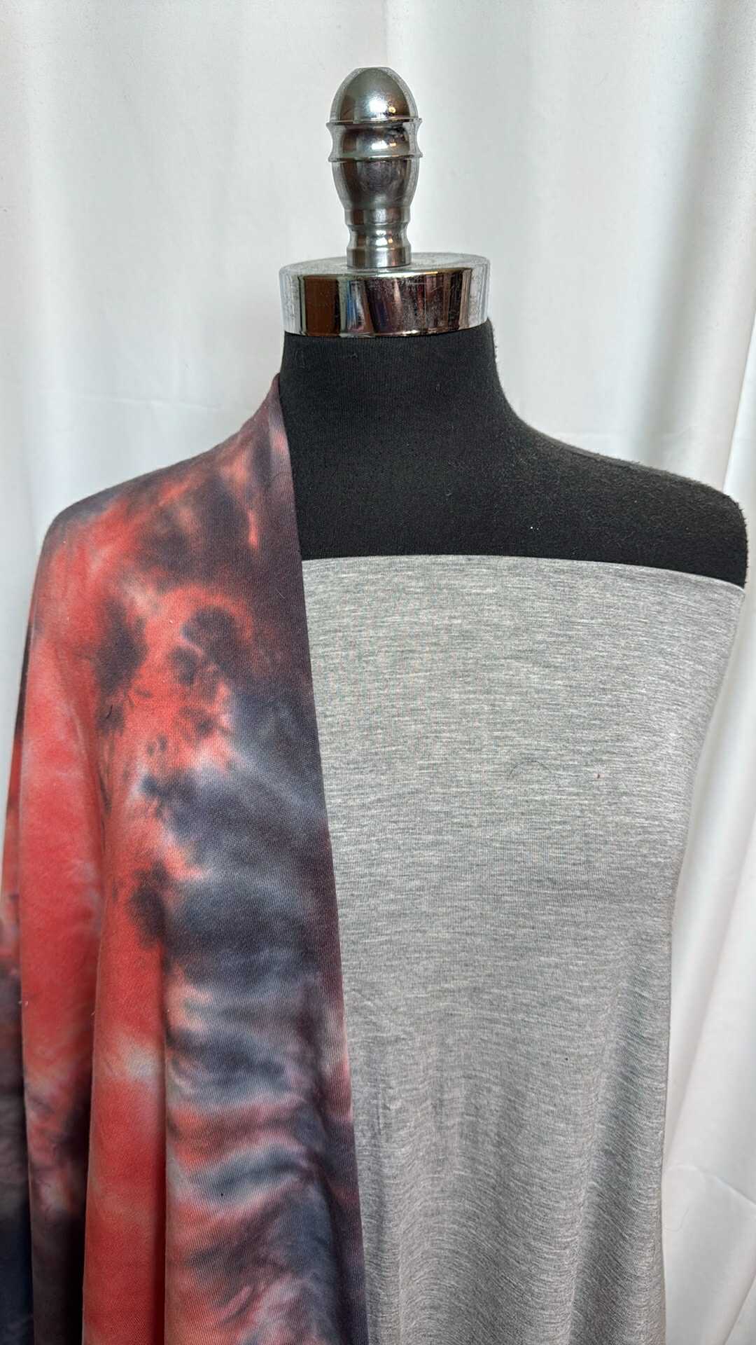 Heather Grey & Tie Dye Fabric Bundle - 2 Yards Heather Grey R/S & 1 Yard Tie Dye C/P FT (A27636) for DIY Crafts, Quilting, and Fashion Sewing Projects