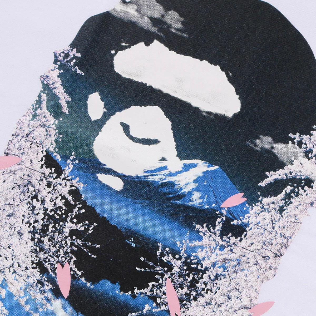 BAPE® Sakura Fuji Photo Print T-Shirt - White | Japanese Streetwear Fashion for Men & Women | Perfect for Casual Wear & Urban Outfits