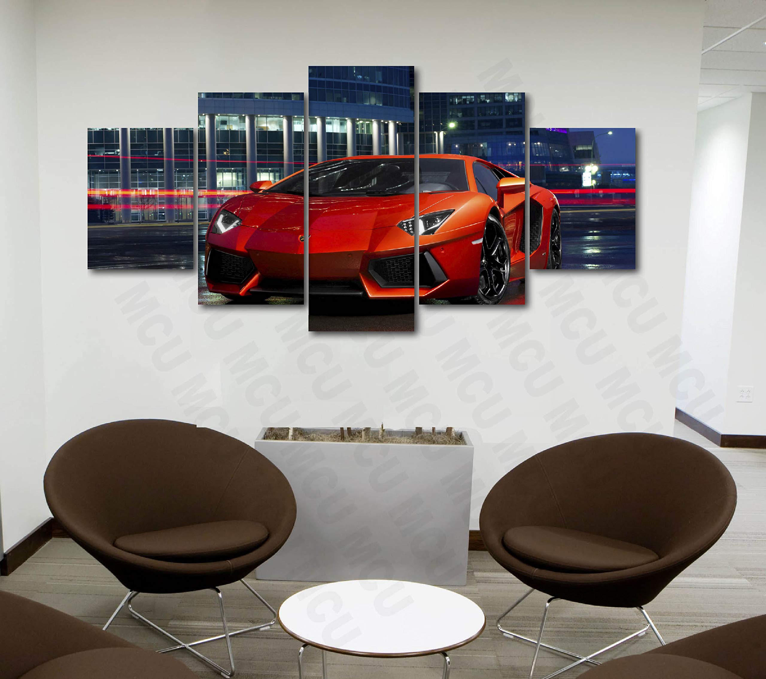 5-Piece Luxury Canvas Wall Art - Sports Cars & Supercar Collection (Lamborghini Aventador LP) - Modern Home & Office Decor for Car Enthusiasts - Perfect for Living Room, Bedroom, Man Cave or Garage Display
