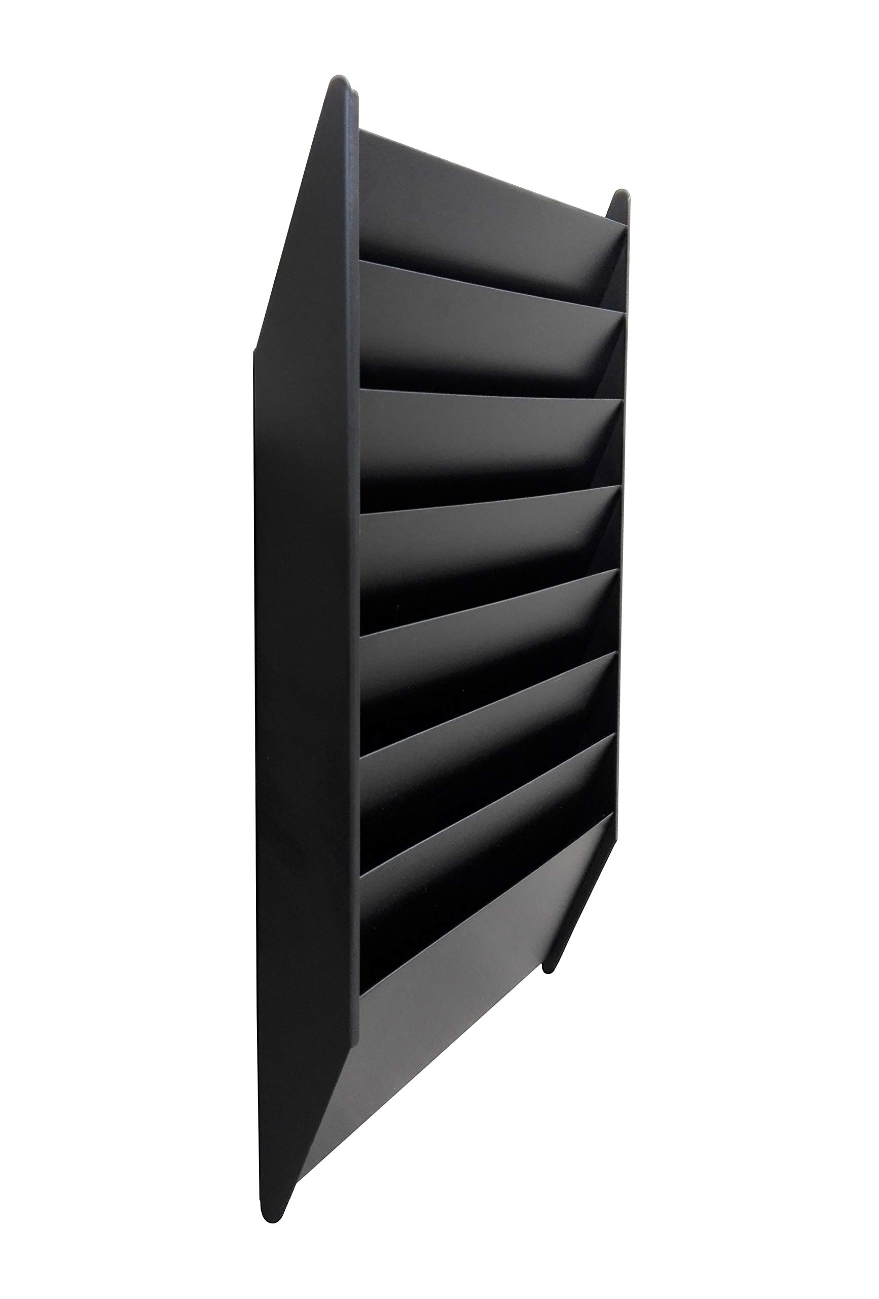 FixtureDisplays® 7-Tier Wall Mount File Organizer - Grey Office Letter Holder for Mail, Documents, Work Orders & Literature Display (Perfect for Home, Office & Classroom Organization)