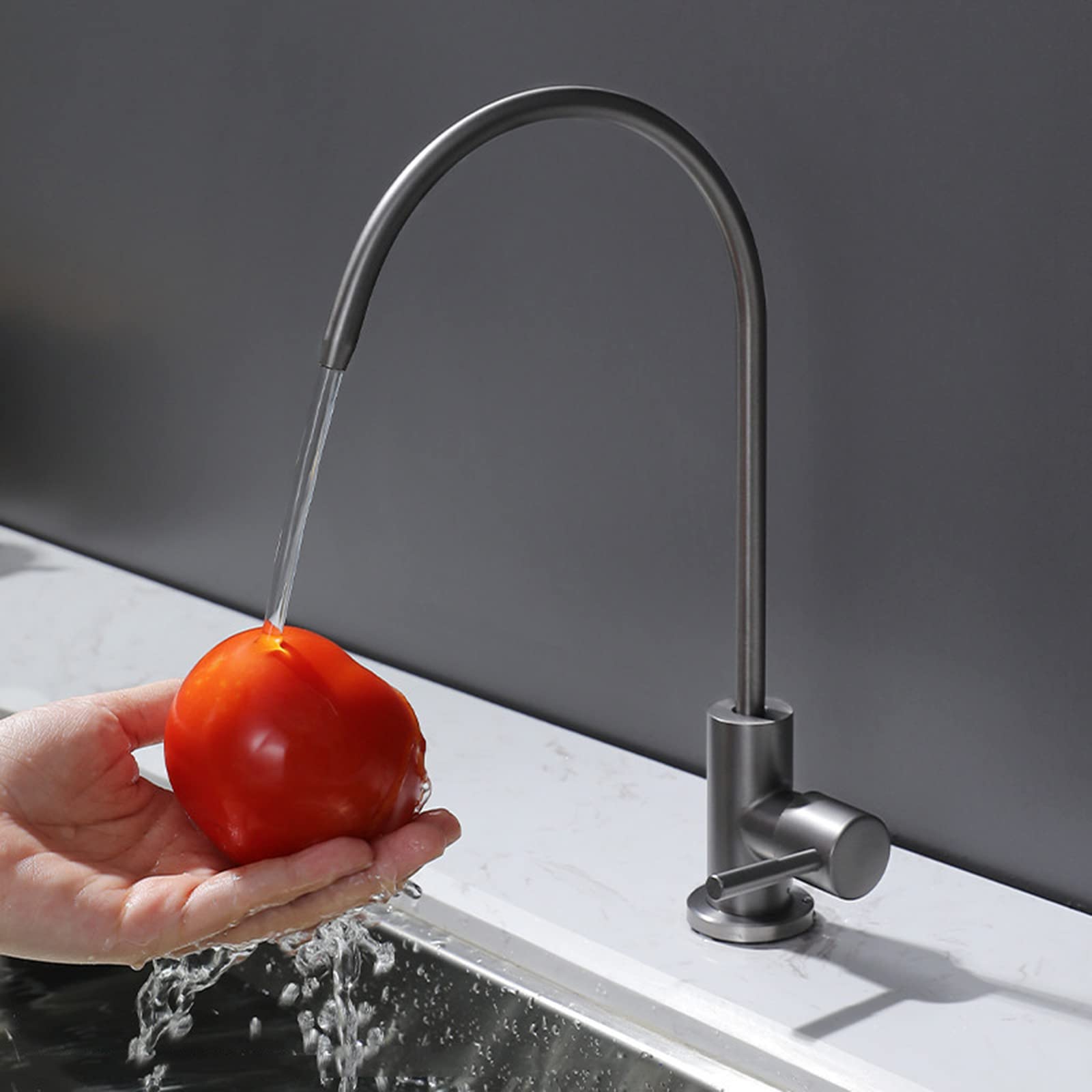 Gray Kitchen Faucet with Gooseneck Design - Reverse Osmosis Water Filter Faucet for Sink - Perfect for Modern Kitchens & RO Systems