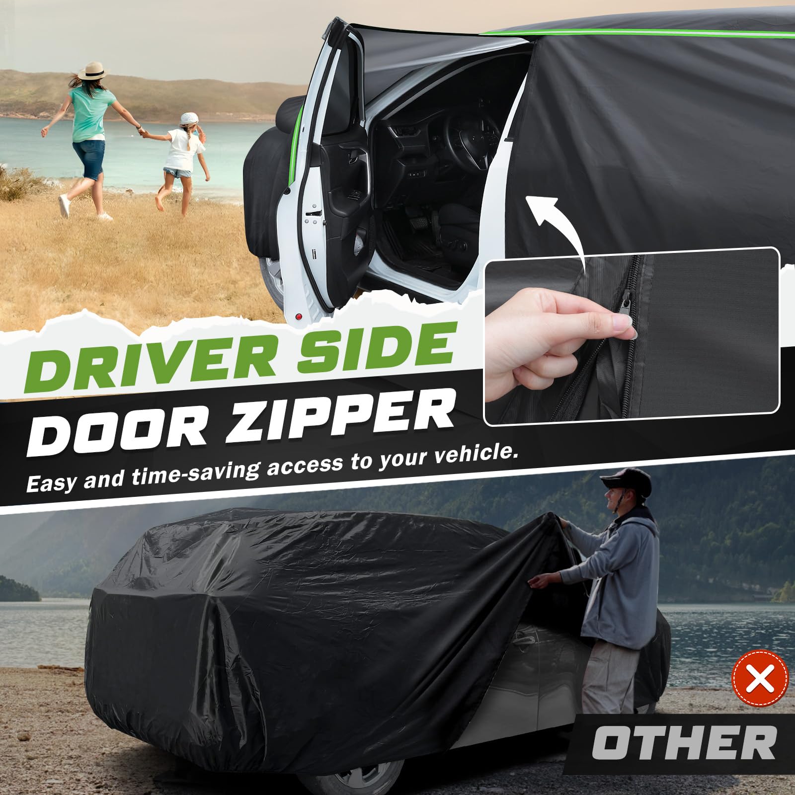 Mixsuper All-Weather Waterproof Car Cover for BMW X3 (2003-2025 Model) - Outdoor Vehicle Protection with Zipper Door & Reflective Strips | Perfect for Parking, Travel, and Extreme Weather Protection