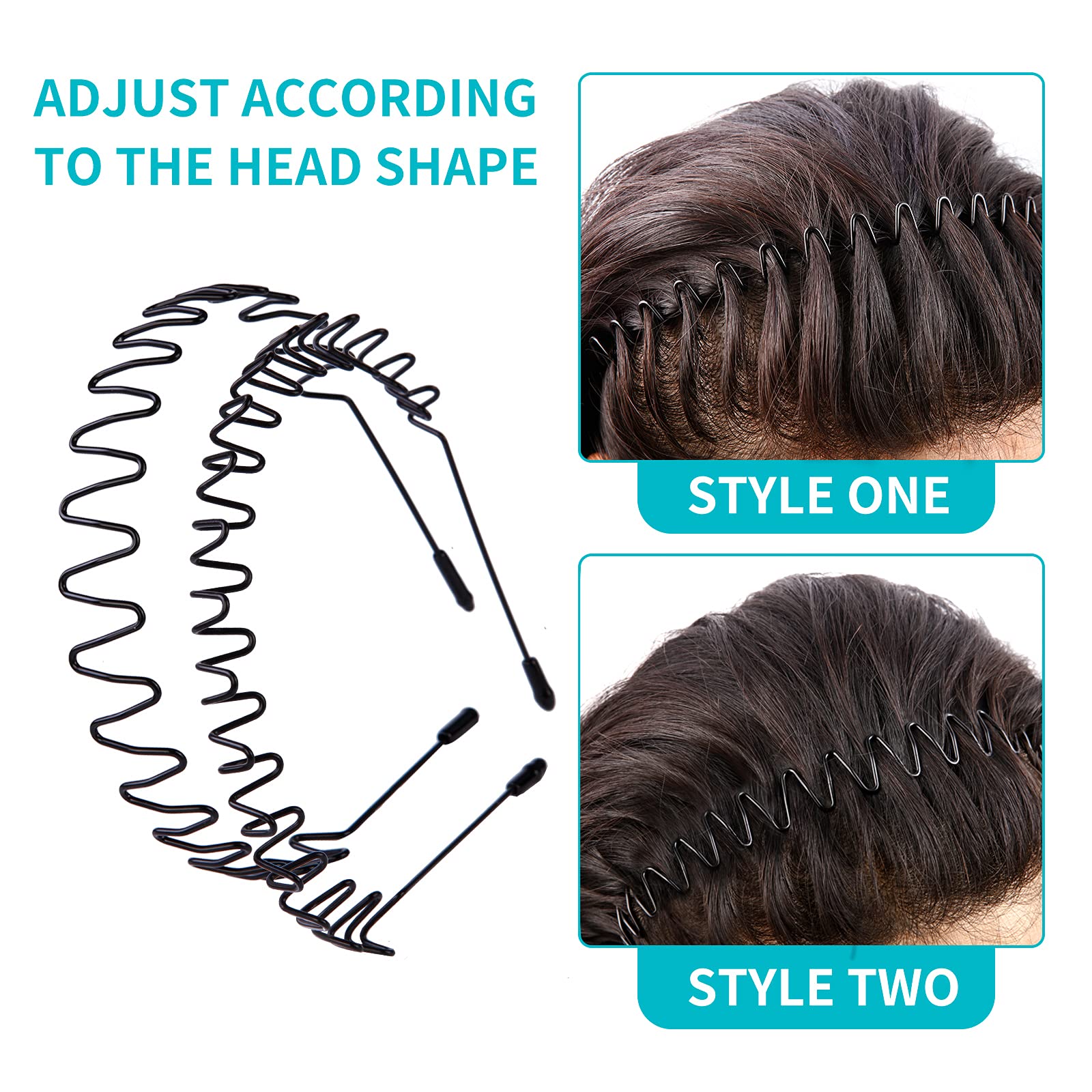 Unisex Flexible Metal Hair Band Headbands - Non-Slip Hair Accessories for Men & Women, Wavy Elastic Hair Hoop for Sports, Yoga, Running, Gym & Daily Use