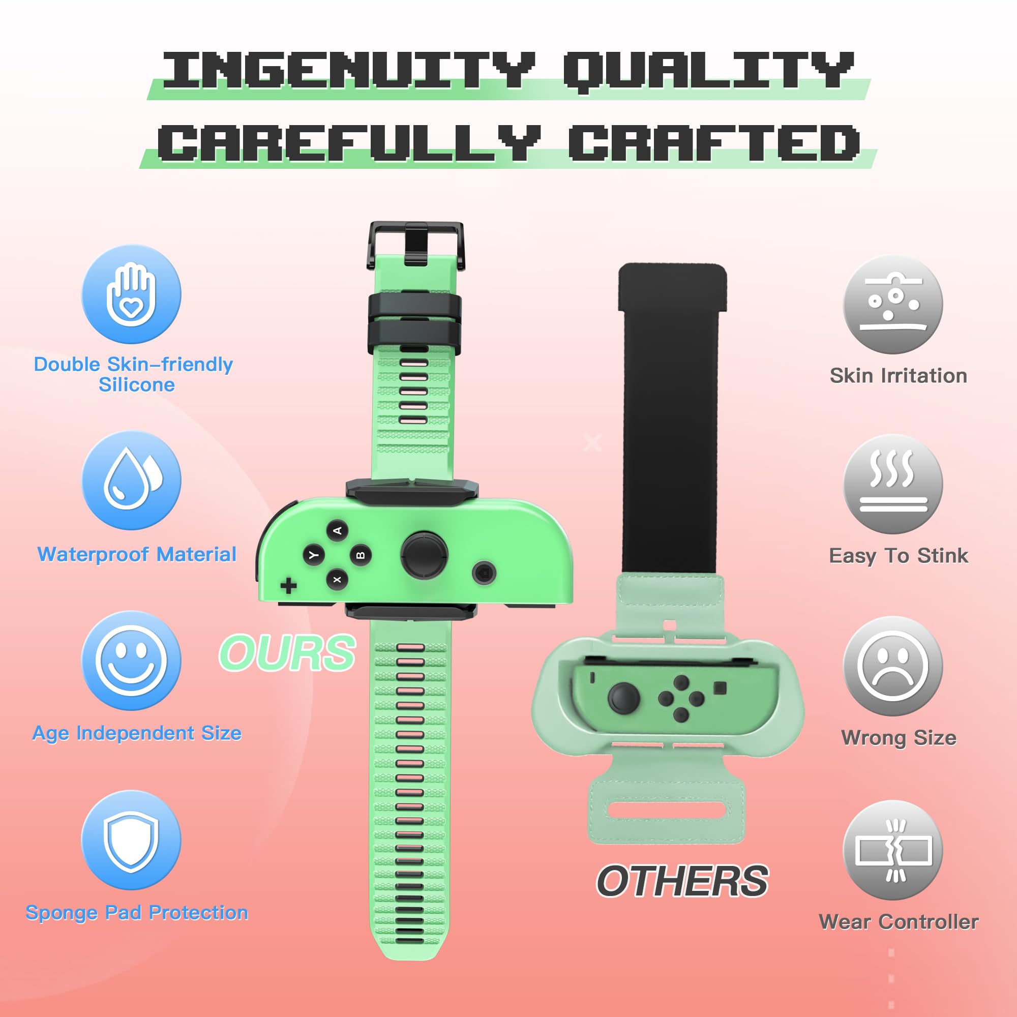 Narati Adjustable Silicone Wrist Bands for Nintendo Switch Joy Cons & OLED Model - Compatible with Just Dance 2021-2025 - 2 Pack for Adults & Kids - Perfect for Dance Games, Fitness Tracking & Motion Control Gaming