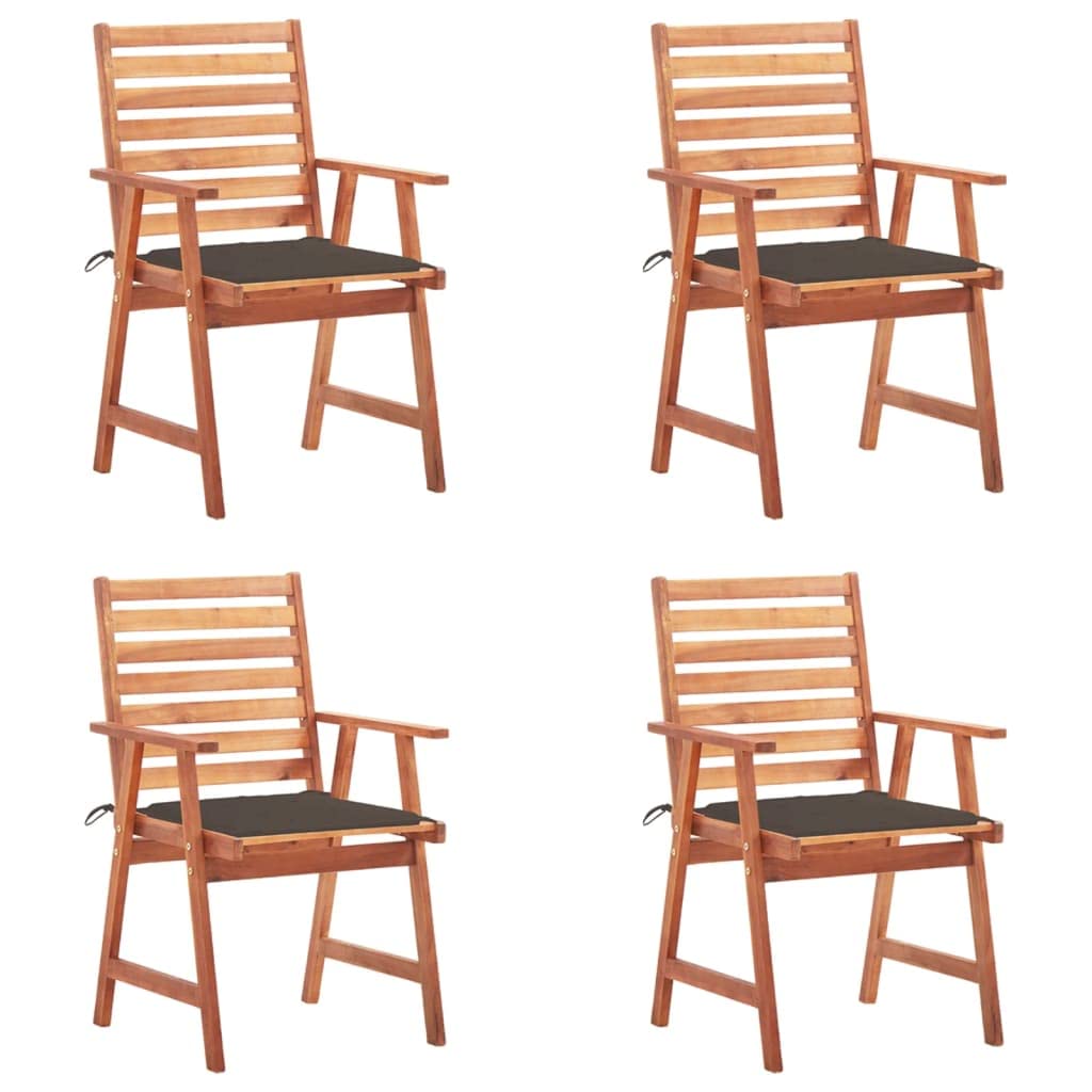 Stylish Acacia Wood Dining Chairs Set of 4 with Cushions - Perfect for Bistro, Cafe, Patio, Kitchen & Indoor Dining Room - Durable Outdoor/Indoor Furniture