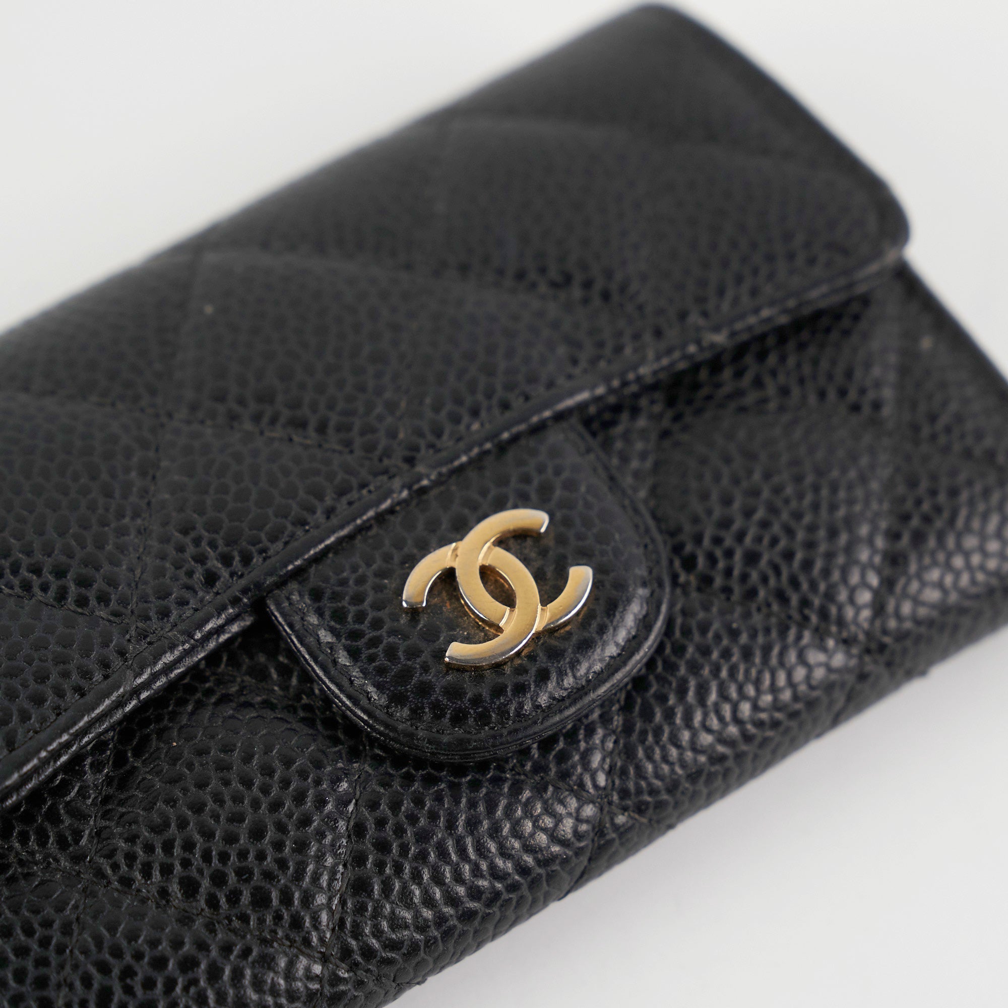 Chanel Caviar Quilted Leather Card Holder Wallet - Black | Luxury Compact Credit Card Case for Women | Perfect for Everyday Use, Travel & Gifting
