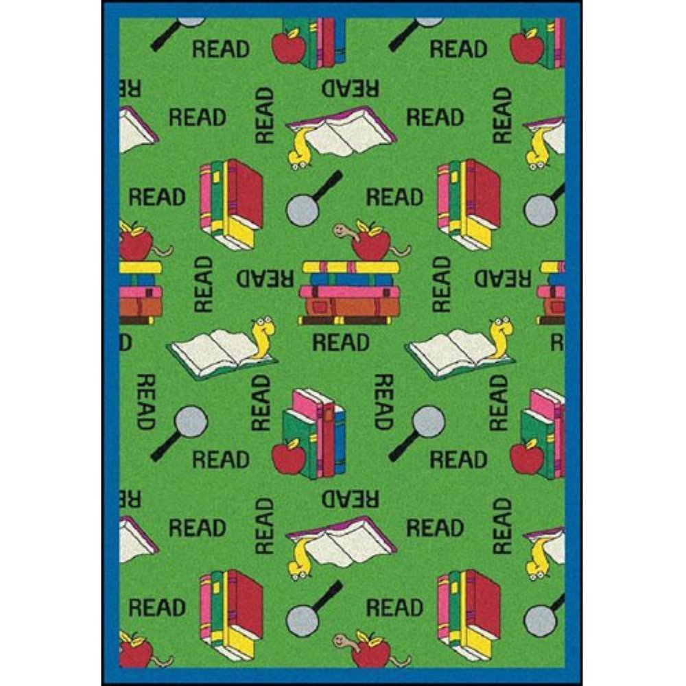 Joy Carpets Kid Essentials Language & Literacy Bookworm Rug - Green 5'4