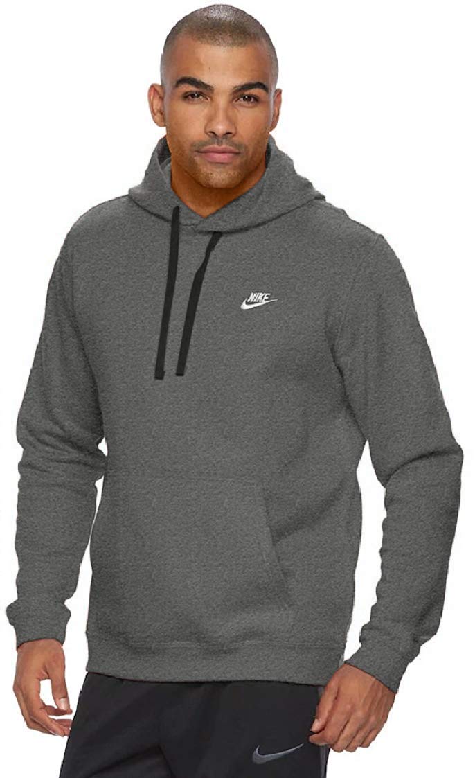 Nike Men's Sportswear Club Fleece Pullover Hoodie - Charcoal Heather/White, Small Tall | Comfortable Casual Wear for Gym, Running & Everyday Use