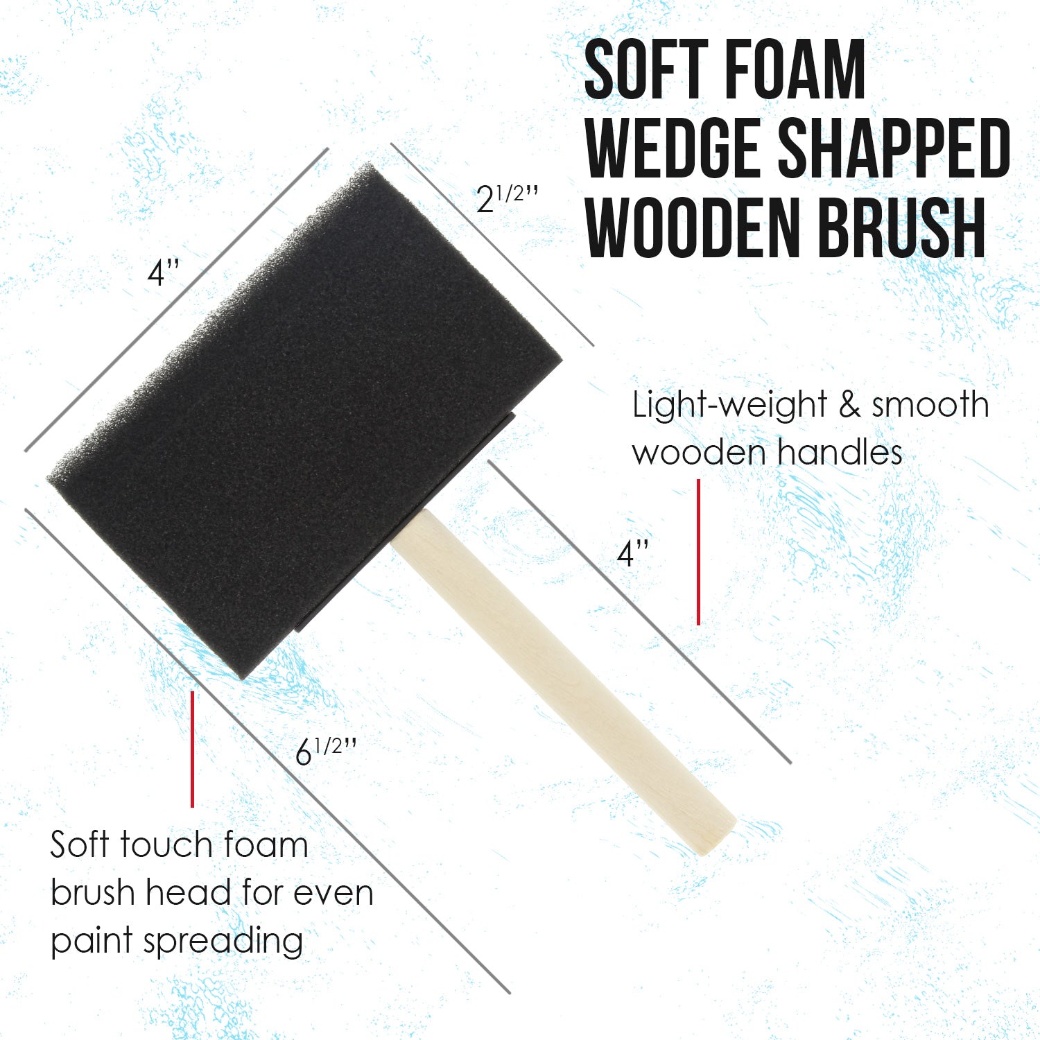 4 Inch Foam Sponge Paint Brushes with Wood Handle - 10 Pack Value Set for Acrylic, Stain, Varnish, Crafts & Art Projects | Lightweight & Durable | Perfect for DIY Home Painting, Furniture Refinishing & Canvas Artwork