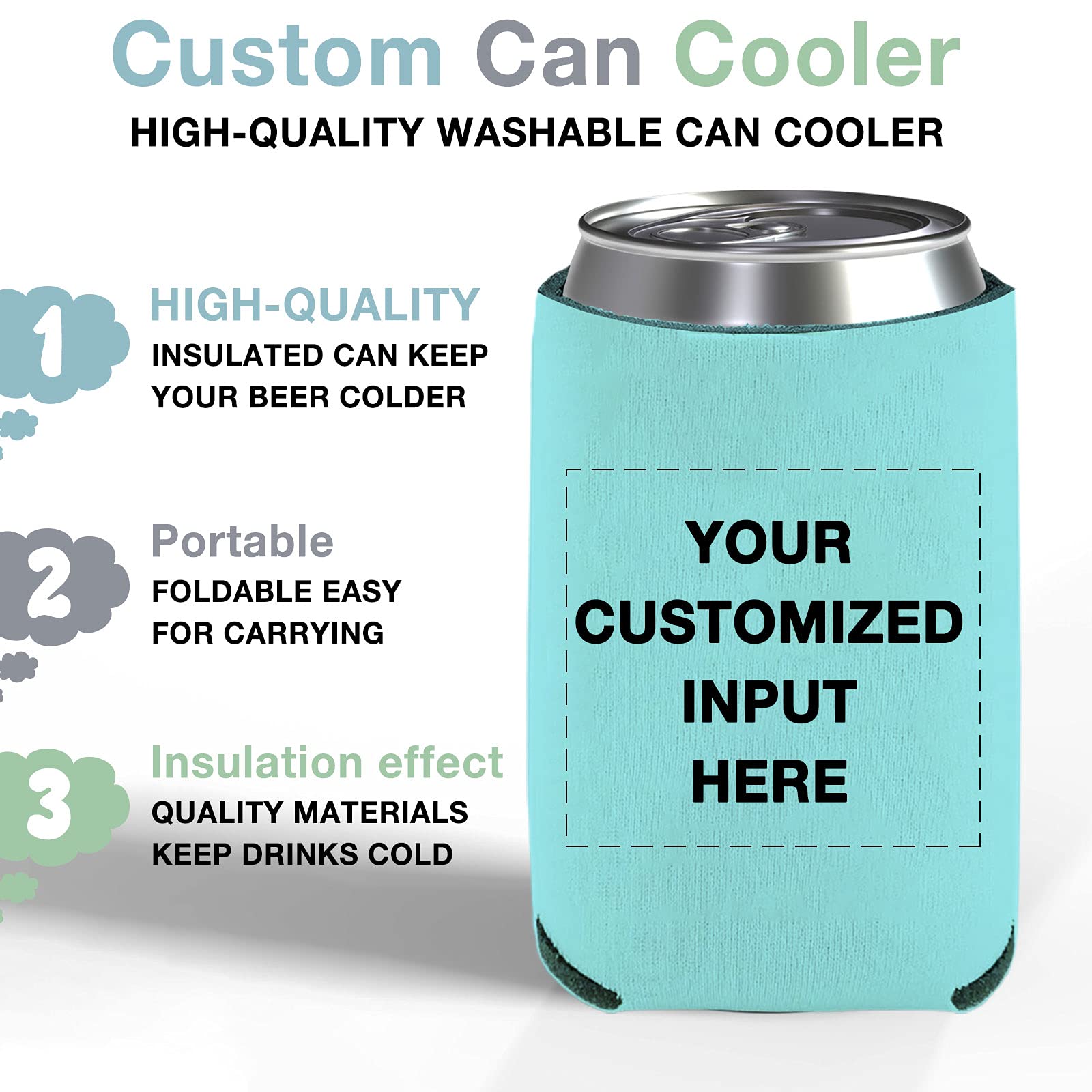 Custom Photo & Logo Beer Can Coolers - 60pcs Bulk Personalized Can Sleeves for Wedding Favors, Fishing Trips & Picnics | Keep Drinks Cold at Parties & Outdoor Events
