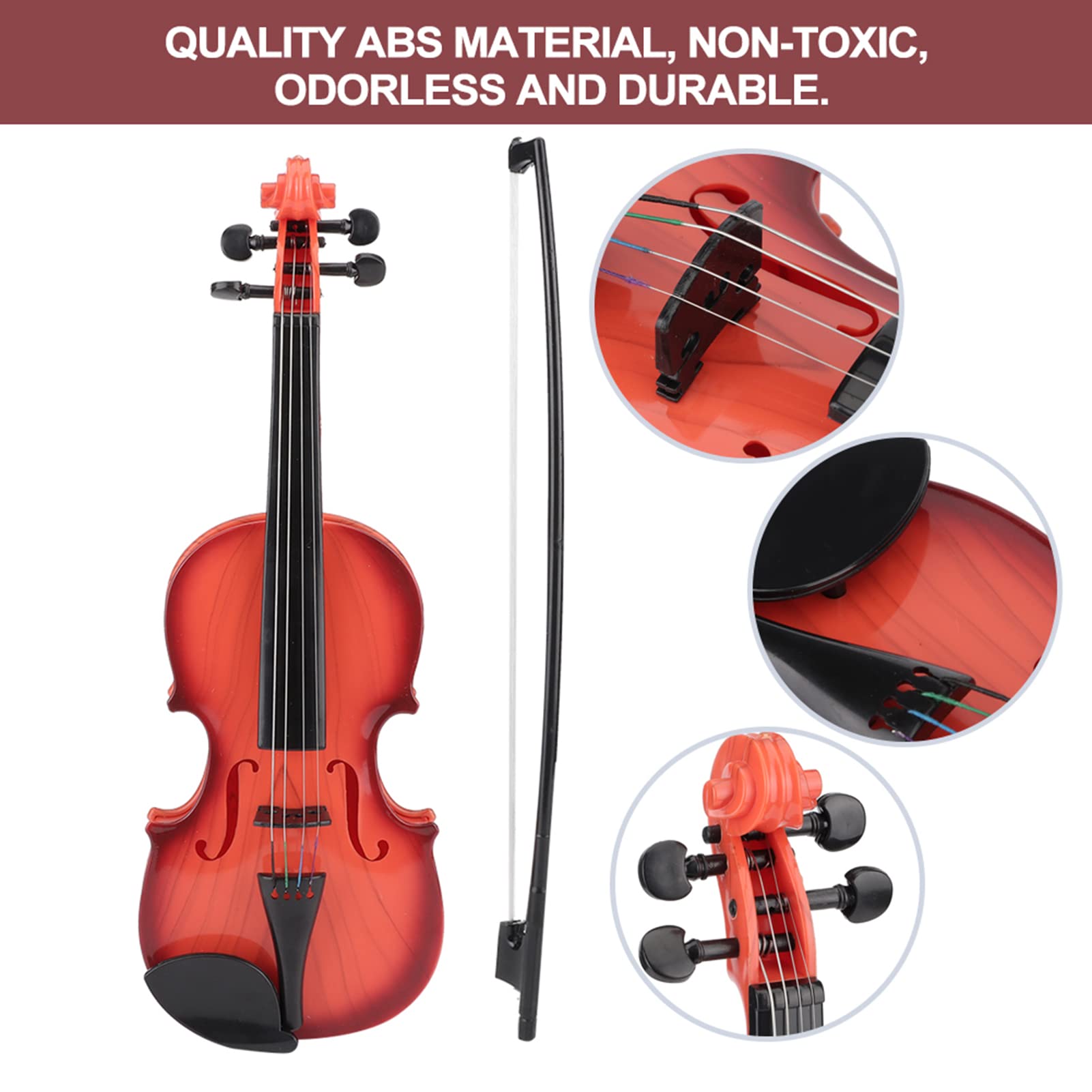 ABS Adjustable String Kids Violin Toy - Light Brown Acoustic Violin Musical Instrument for Children | Perfect for Beginners, Music Education & Pretend Play