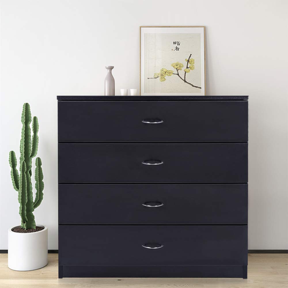 HomVent 4-Drawer Dresser - Wooden Chest Cabinet for Bedroom, Hallway & Living Room - Sturdy Storage Organizer for Clothes, Linens & Home Essentials