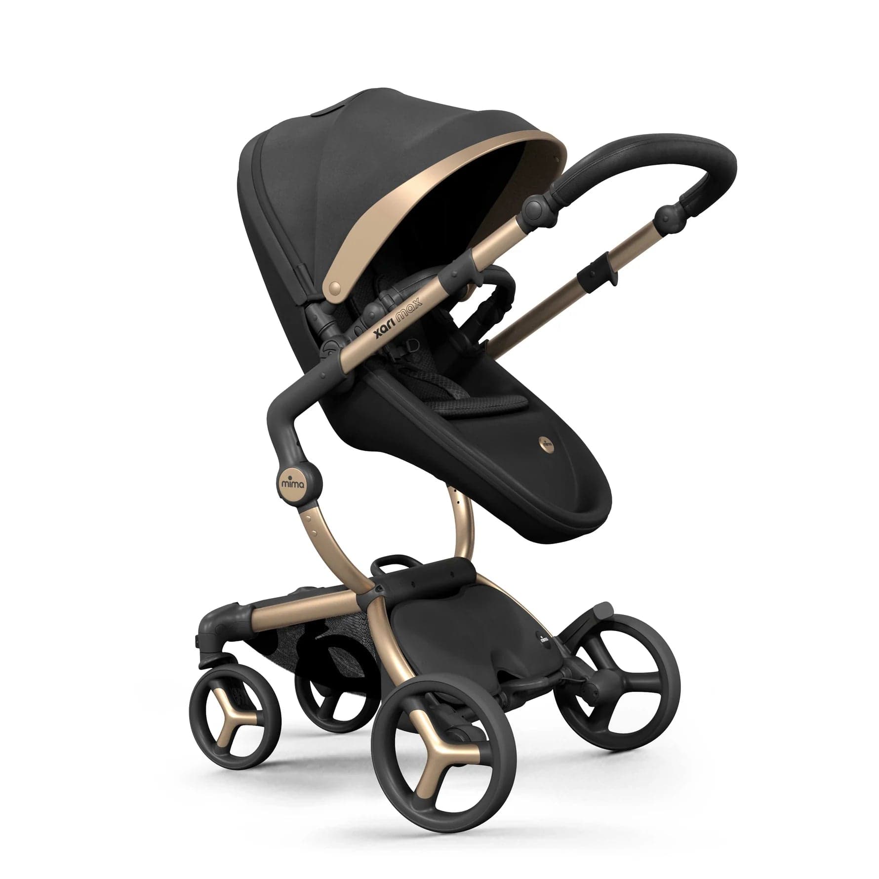Mima Xari Black & Gold Luxury Stroller - Special Edition for Newborns & Toddlers | Perfect for Urban Travel, Shopping & Family Outings