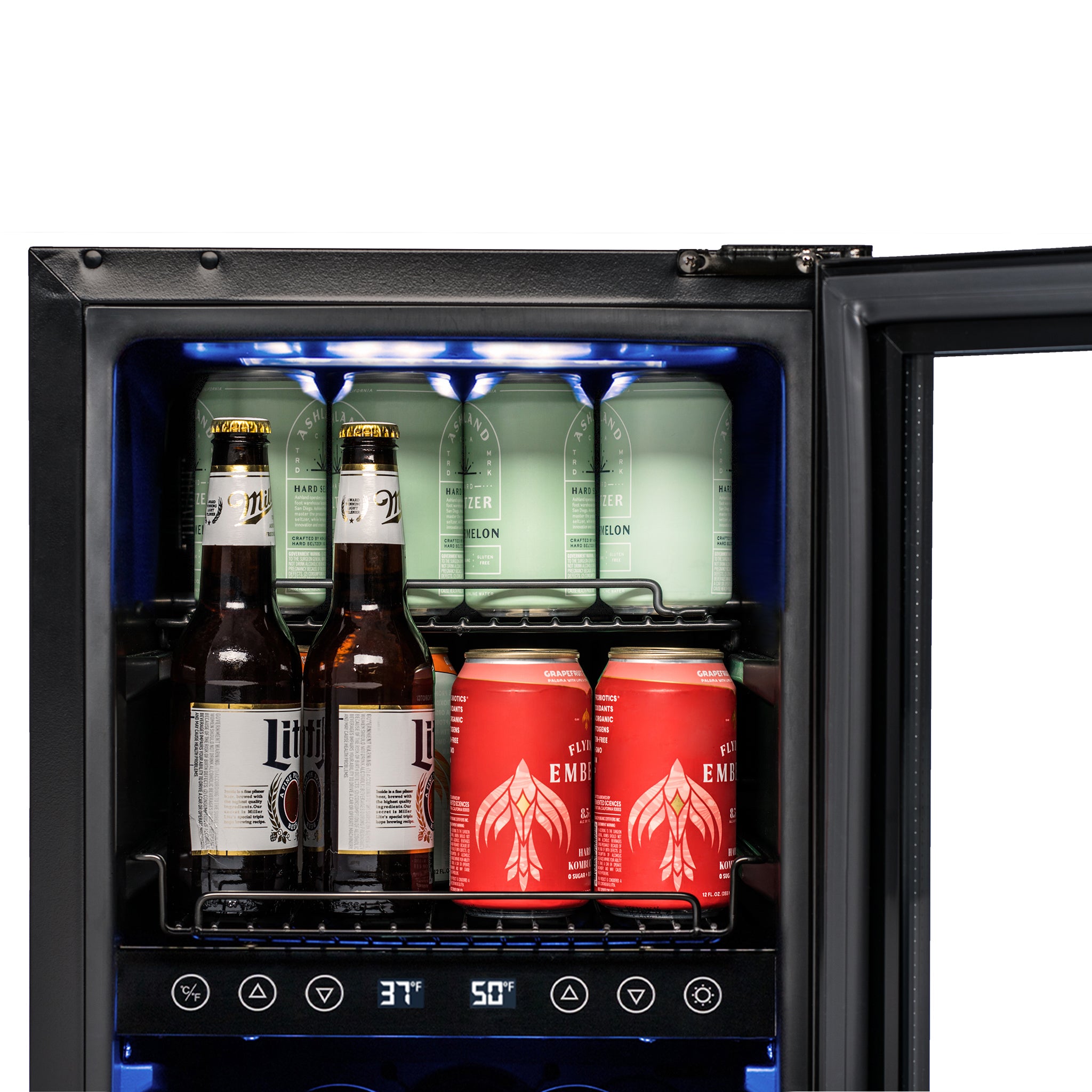 Newair® 48 Can 13 Bottle Dual Zone Built-in Beverage Refrigerator - Black | Perfect for Home Bar, Office, or Man Cave Drinks Storage
