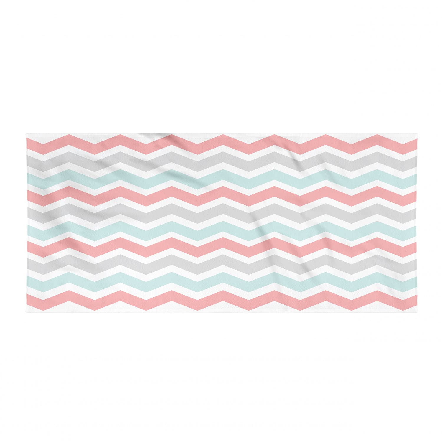 Ambesonne Chevron Hiking Towel - Quick Dry Lightweight Microfiber Camping Towel with Geometric Zigzag Design in White & Charcoal Grey - Perfect for Backpacking, Beach, Gym & Outdoor Sports Activities