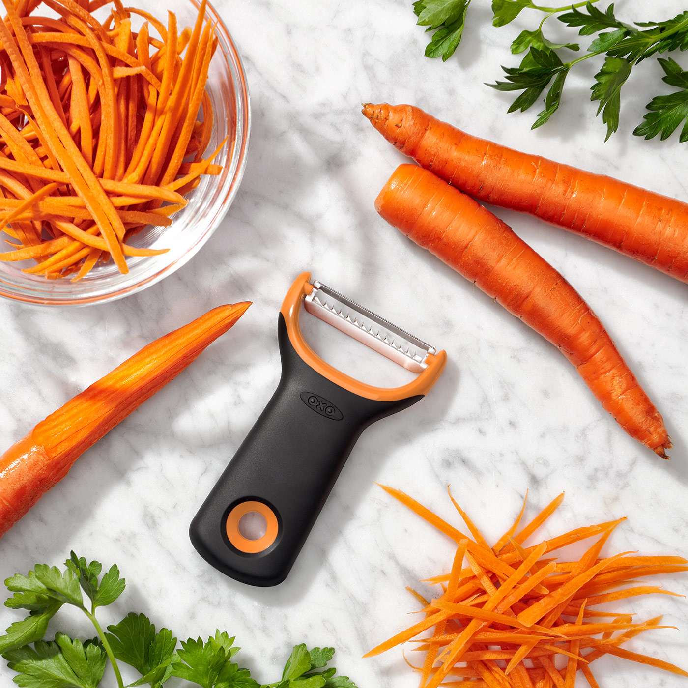 OXO Julienne Peeler - Stainless Steel Vegetable Slicer for Zucchini, Carrots & Potatoes - Perfect for Salads, Stir-Fries & Healthy Meal Prep