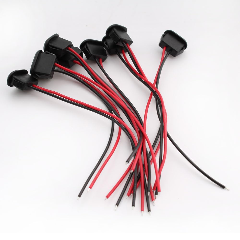 10PCS USB C Female Chassis 2Pin Soldering Jack - Waterproof Type C Pigtail Cable Extension, Power Cable with Micro USB Panel Mount Connector (Black) - Perfect for DIY Electronics, Car Audio & Home Automation Projects