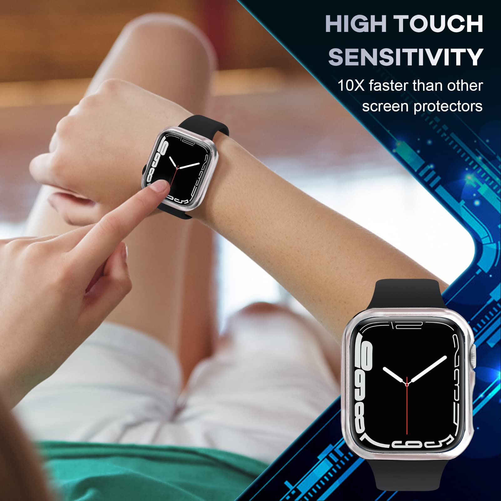 ORIbox Hard PC Case with Tempered Glass Screen Protector for Apple Watch Series 6/5/4/SE - Ultra-Thin HD Bumper Protective Cover, Silver - Perfect for Workout, Outdoor Activities & Daily Use