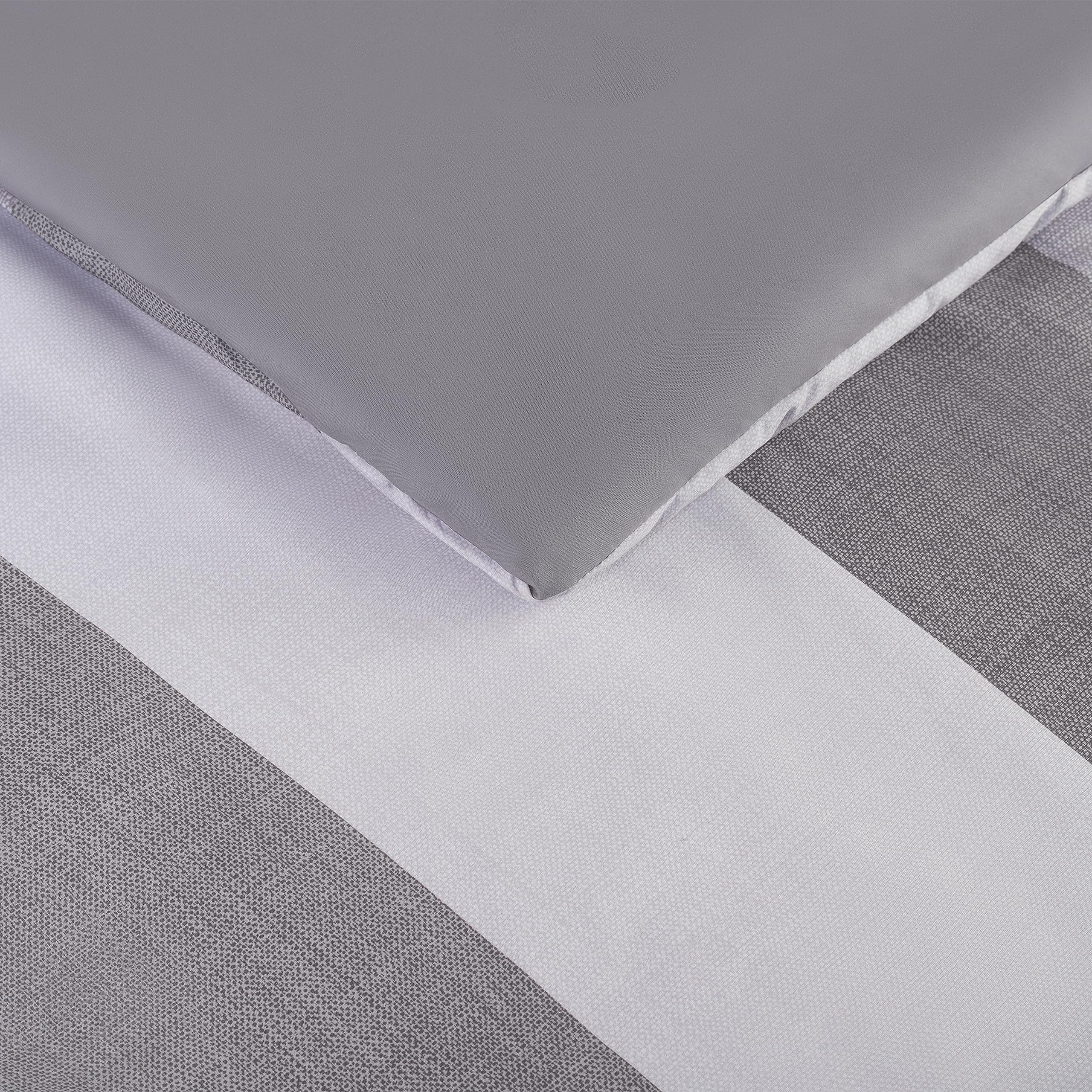 Serta Simply Clean Billy Soft Modern 2-Piece Jersey Striped Comforter Set with Pillowcase - All-Season Twin/Twin XL Grey Bedding - Perfect for Cozy Bedrooms, Guest Rooms & Dorm Decor