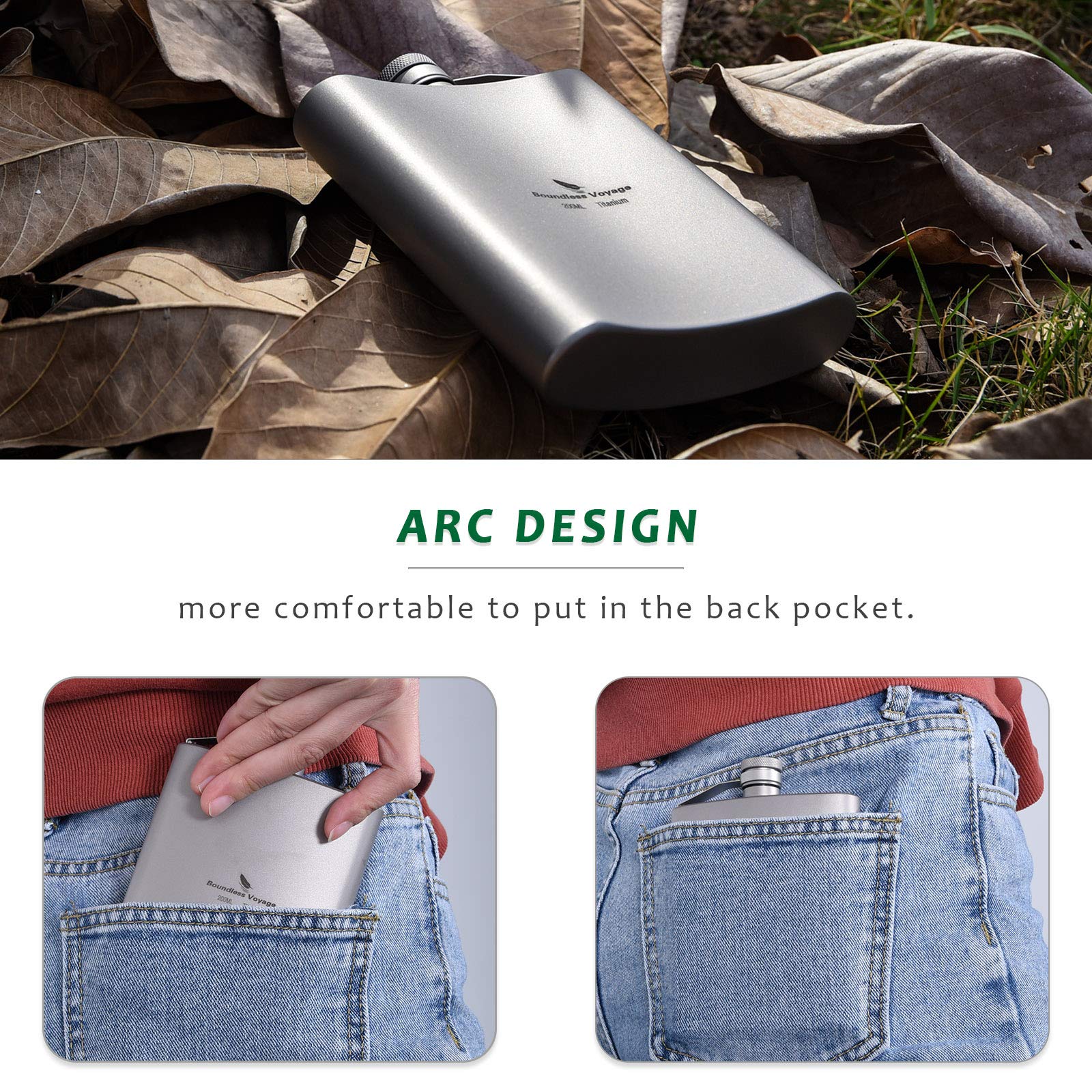 Premium Titanium Ultra-Light Hip Flask with Funnel - Portable Camping Whiskey Bottle for Outdoor Adventures, Picnics & Travel Accessories