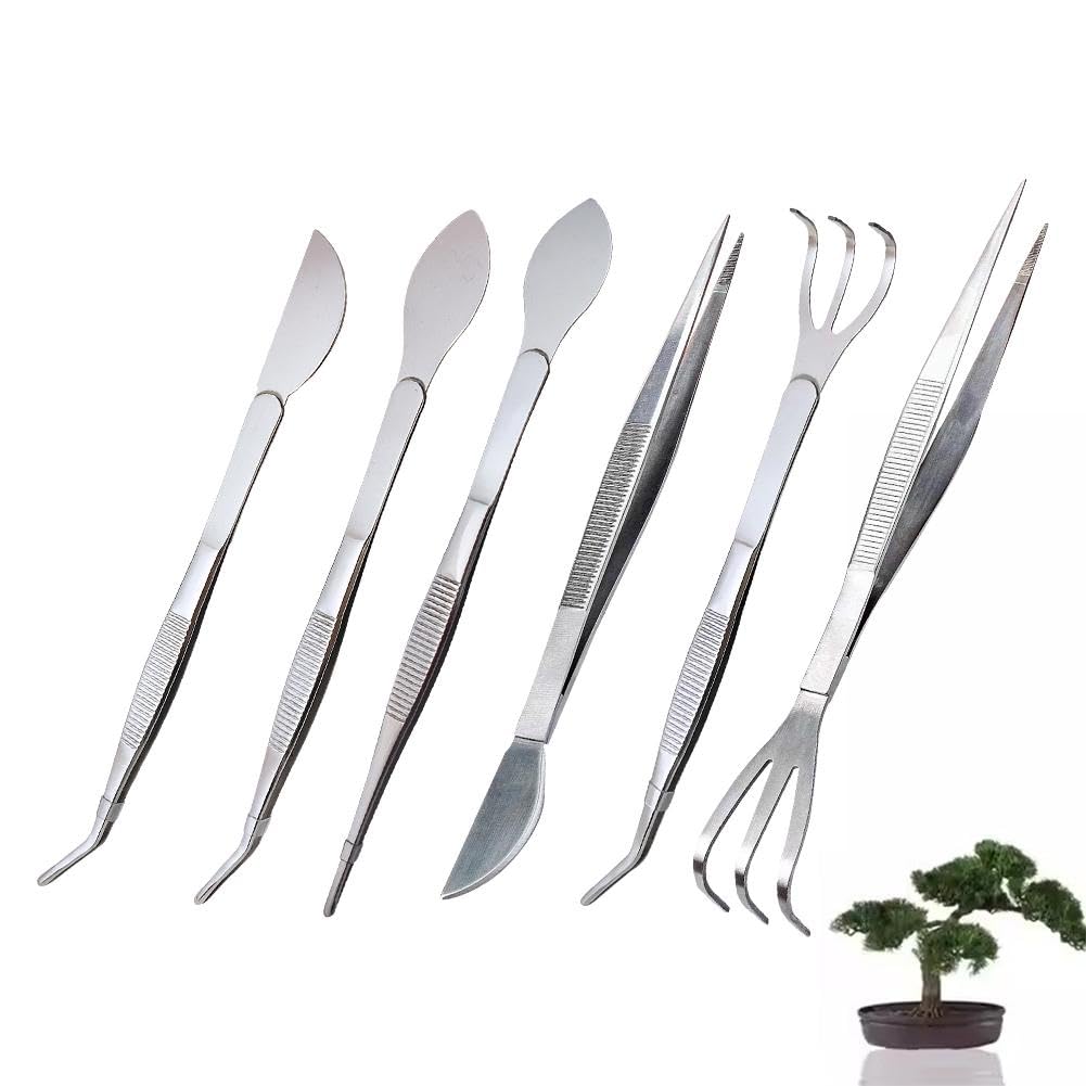 Bonsai Tweezers 2-in-1 Root Rake & Scraper - Mini Gardening Tools for Aquascaping & Plant Care