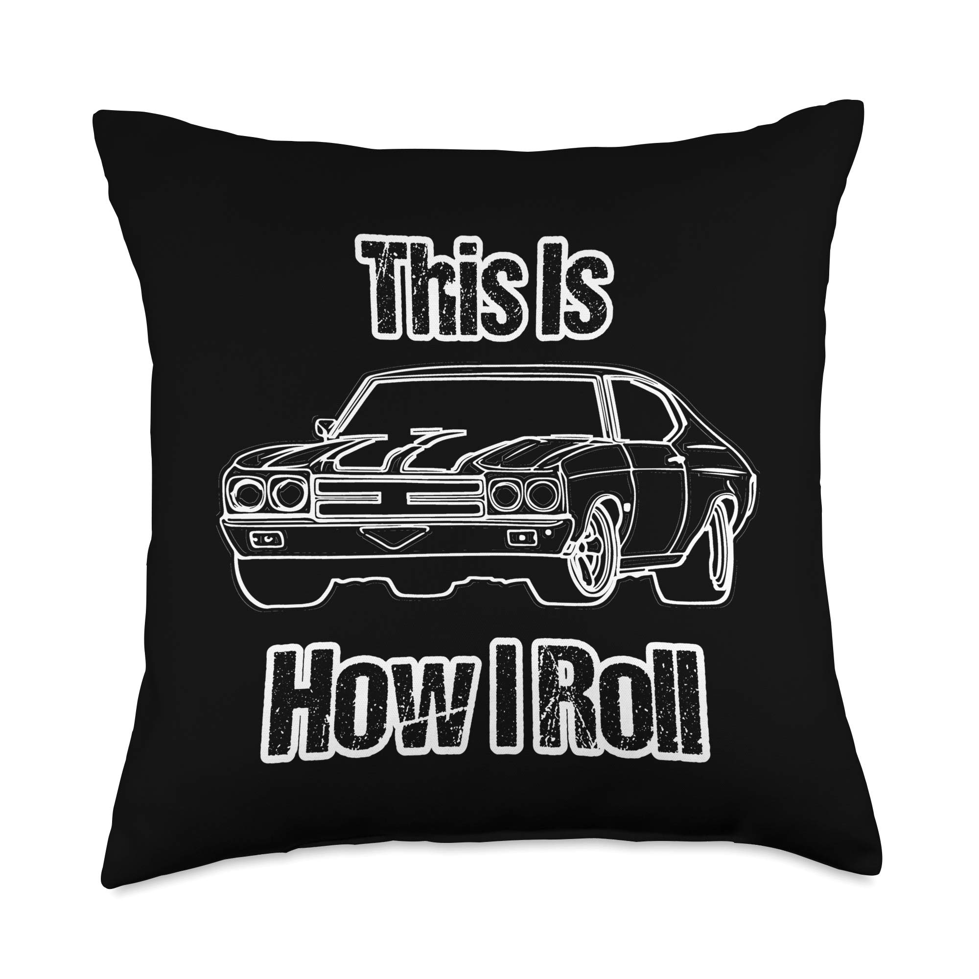 Funny Muscle Car Throw Pillow 18x18 - Perfect for Car Lovers & Home Decor