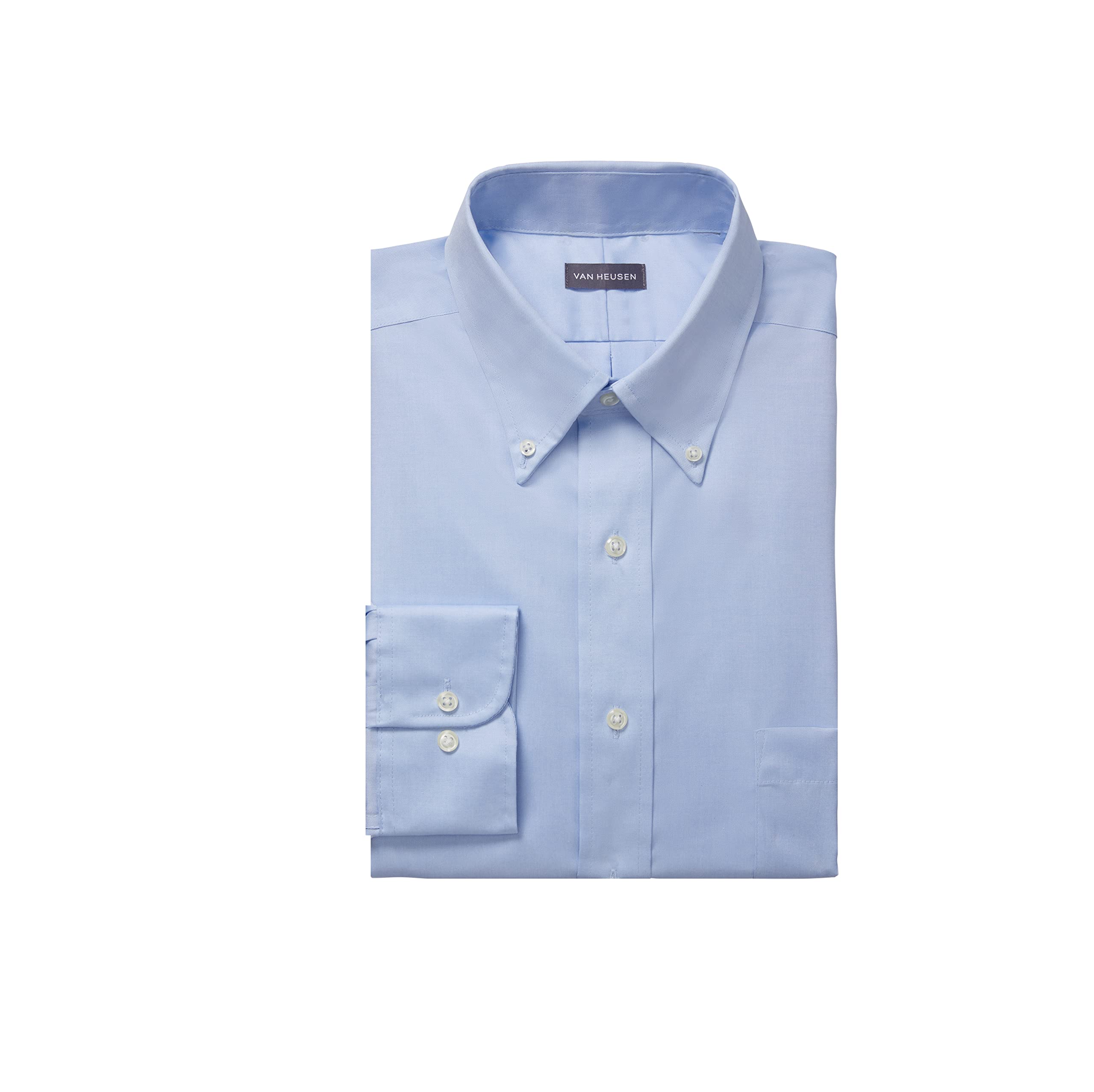Van Heusen Men's Non-Iron Dress Shirt - Regular Fit Solid Color Business Casual Shirt for Office, Interviews & Formal Occasions