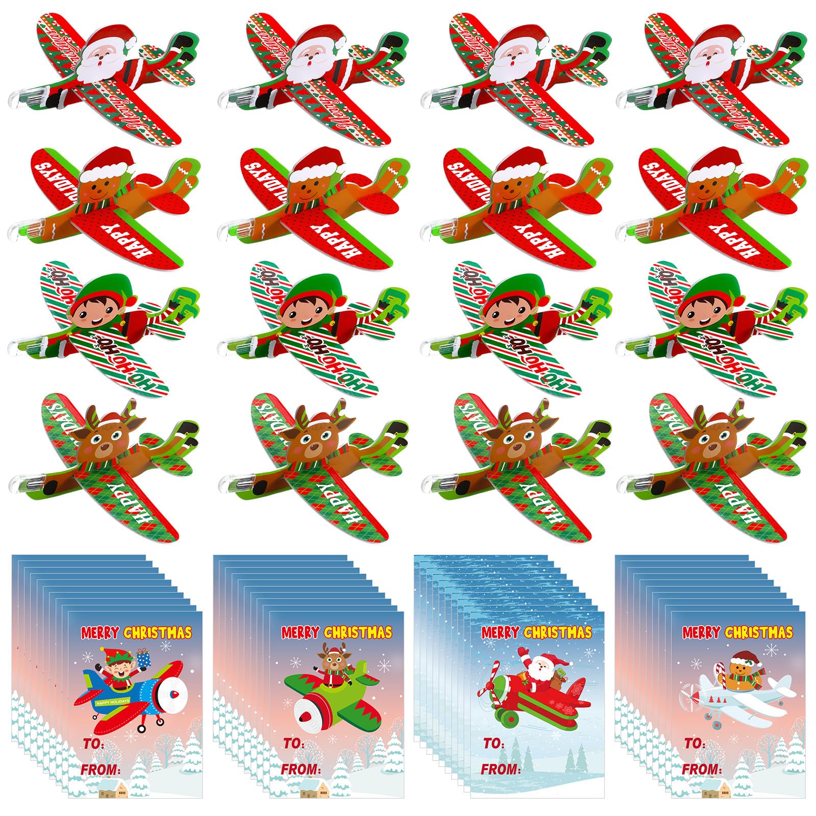 40 Pack Christmas Foam Glider Airplanes for Kids - Bulk Flying Toy Planes for Stocking Stuffers, Xmas Party Favors & Classroom Activities - Fun Outdoor/Indoor Play for Home, School & Holiday Gatherings