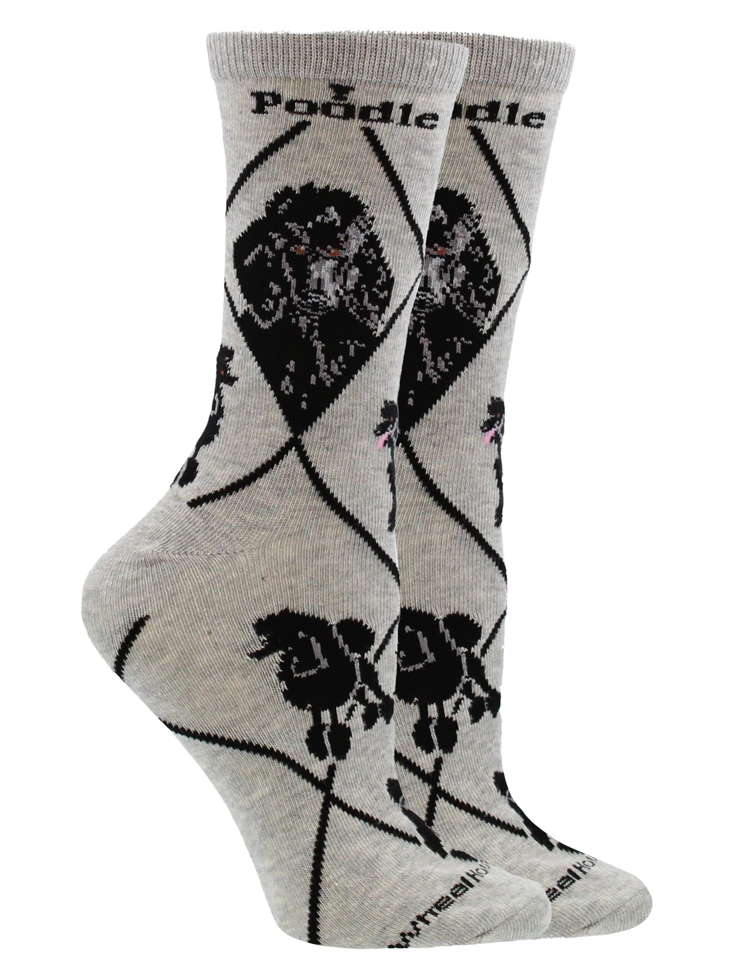 Cute White & Black Poodle Socks for Women - Dog Lover Gifts - Cozy Ankle Socks for Dog Owners, Christmas Presents & Casual Wear