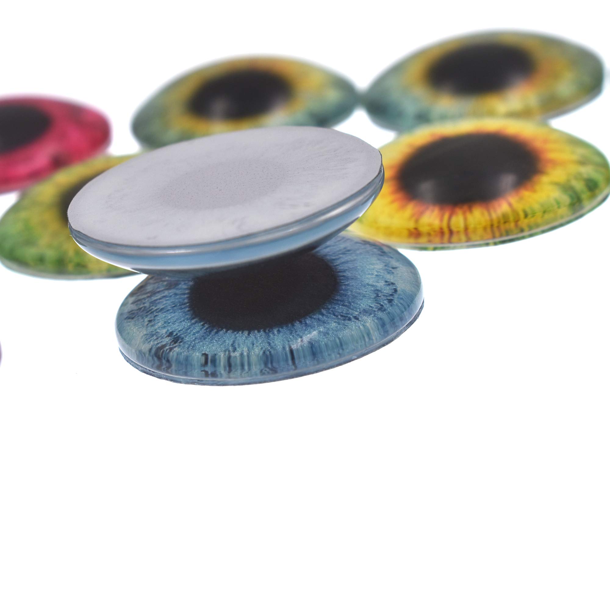 10 Pairs 30mm Glow in The Dark Glass Round Pupil Eyes - Flatback Dome Glass Cabochons for DIY Crafts, Polymer Clay Eyes, Jewelry Making & Resin Art Projects - Perfect for Halloween Decorations, Cosplay Accessories & Doll Making