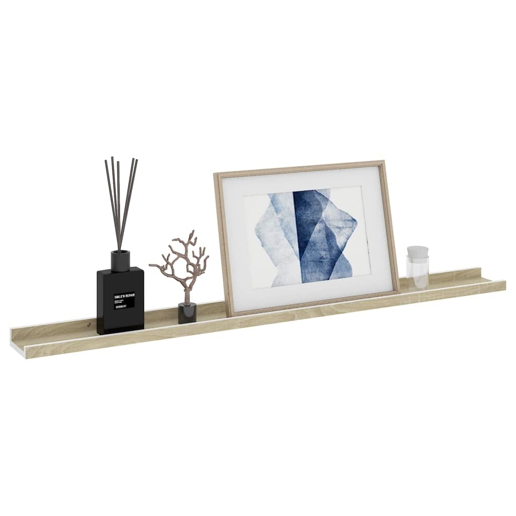 4-Pack Floating Wall Shelves Set - White & Sonoma Oak (39.4