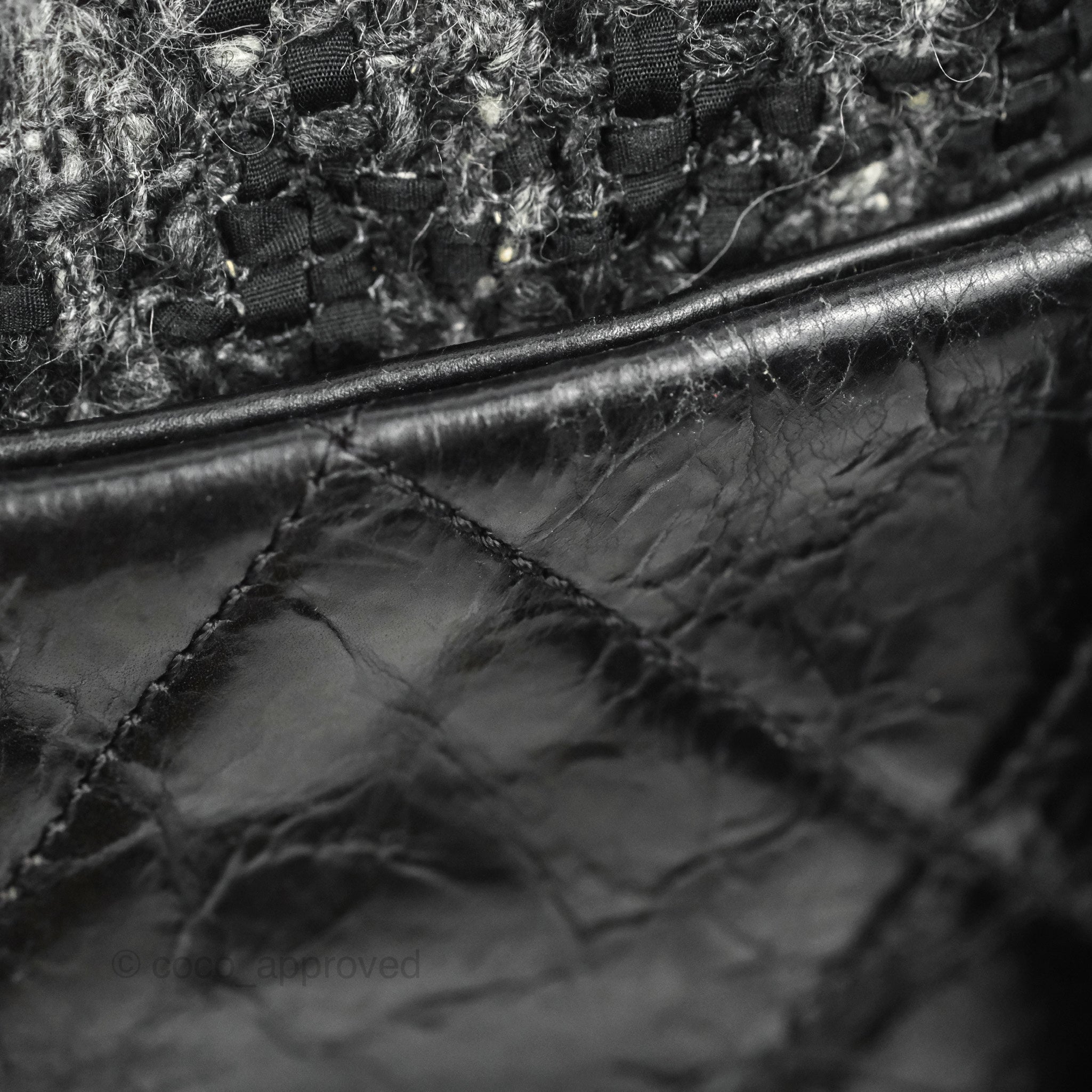 Chanel Black Glazed Calfskin & Tweed Bowling Bag with Silver Hardware - Luxury Designer Handbag for Women, Perfect for Work, Travel and Evening Events