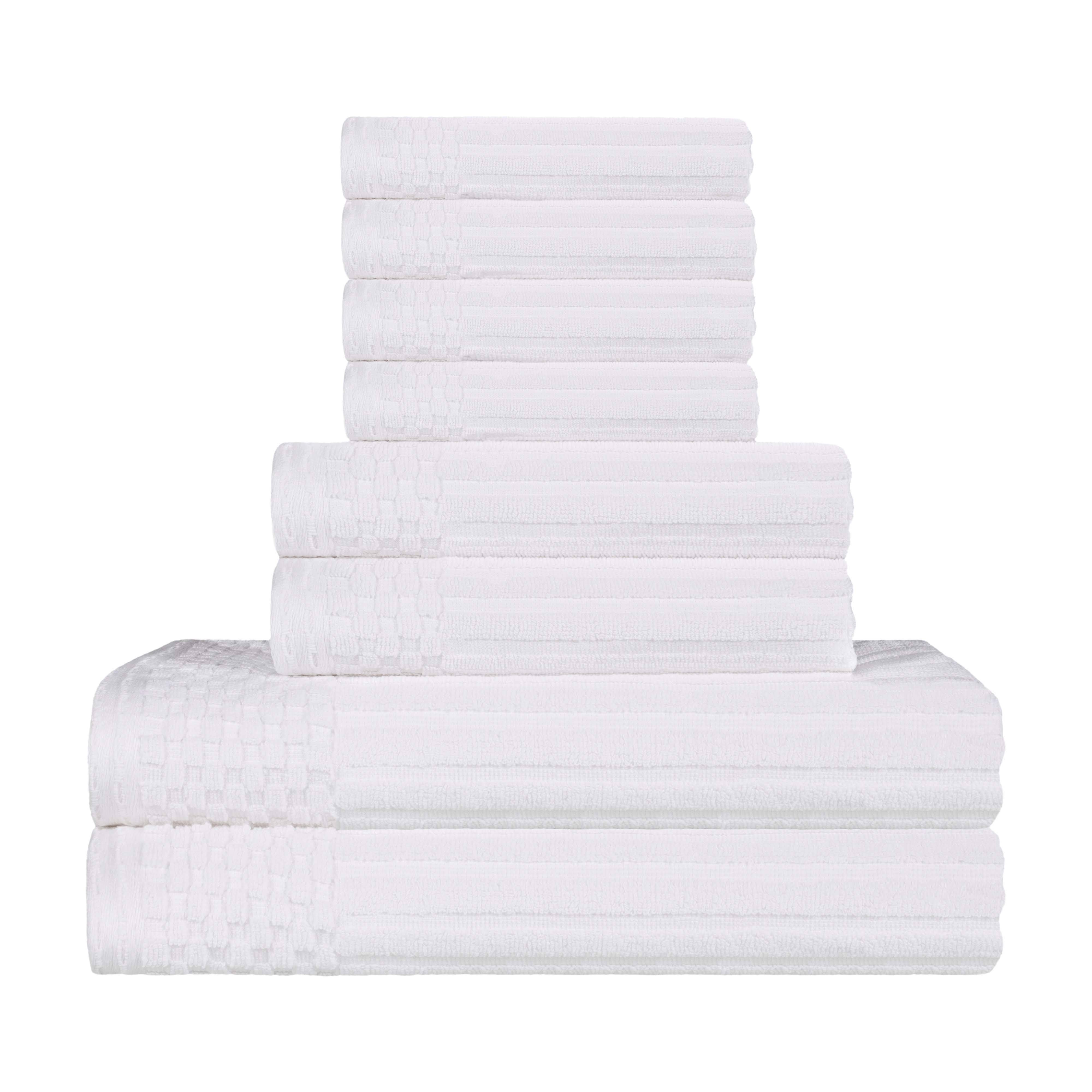 Premium 8-Piece Cotton Ribbed Towel Set - Soft, Absorbent & Medium Weight Bath Towels for Spa, Gym & Luxury Home Use