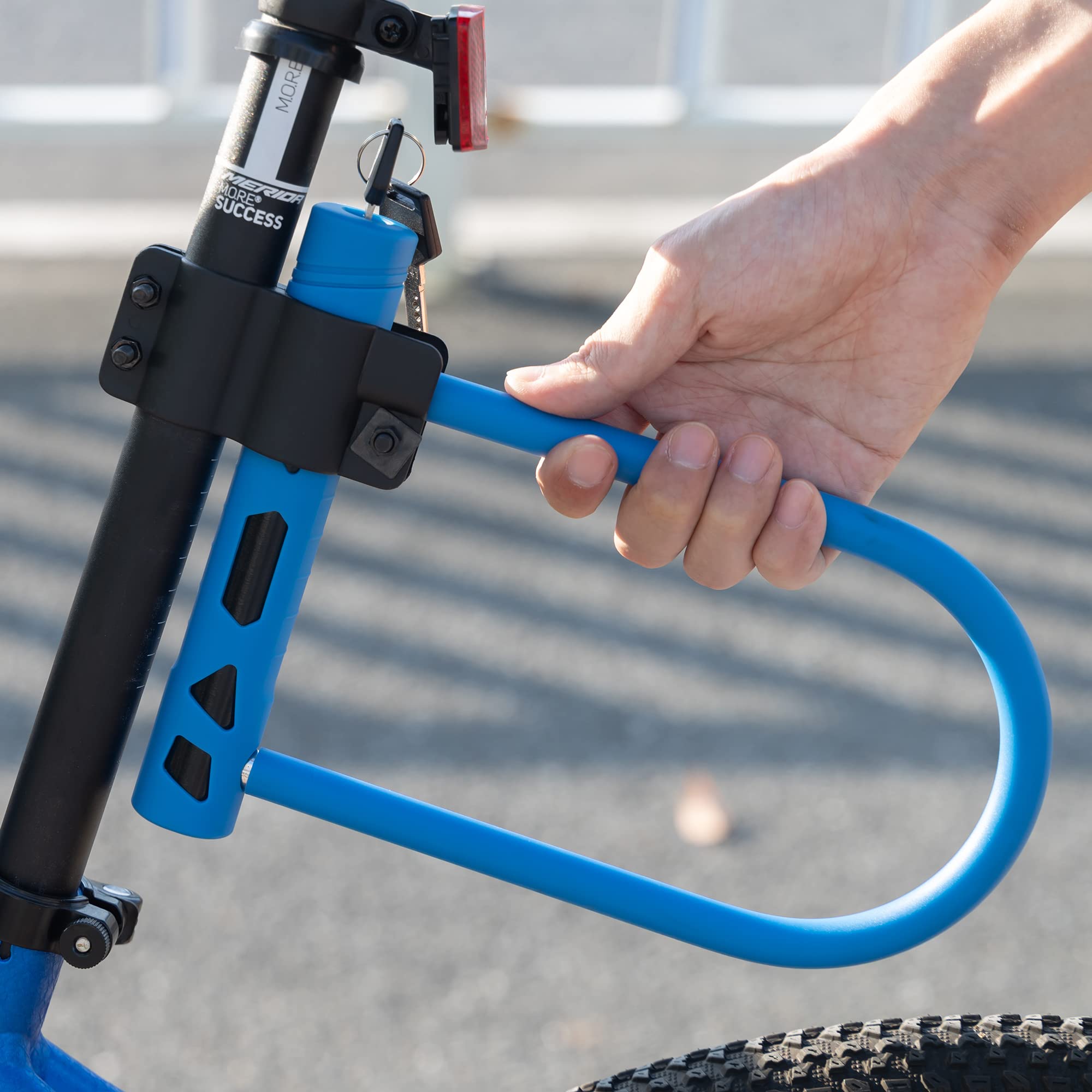 Heavy Duty 14mm Bike U Lock with 12mm x1.5m Anti-Theft Cable & Mounting Bracket - Secure Bicycle Lock for Mountain, Road & Folding Bikes (Navy Blue) - Perfect for Urban Commuting, Campus Safety & Outdoor Cycling