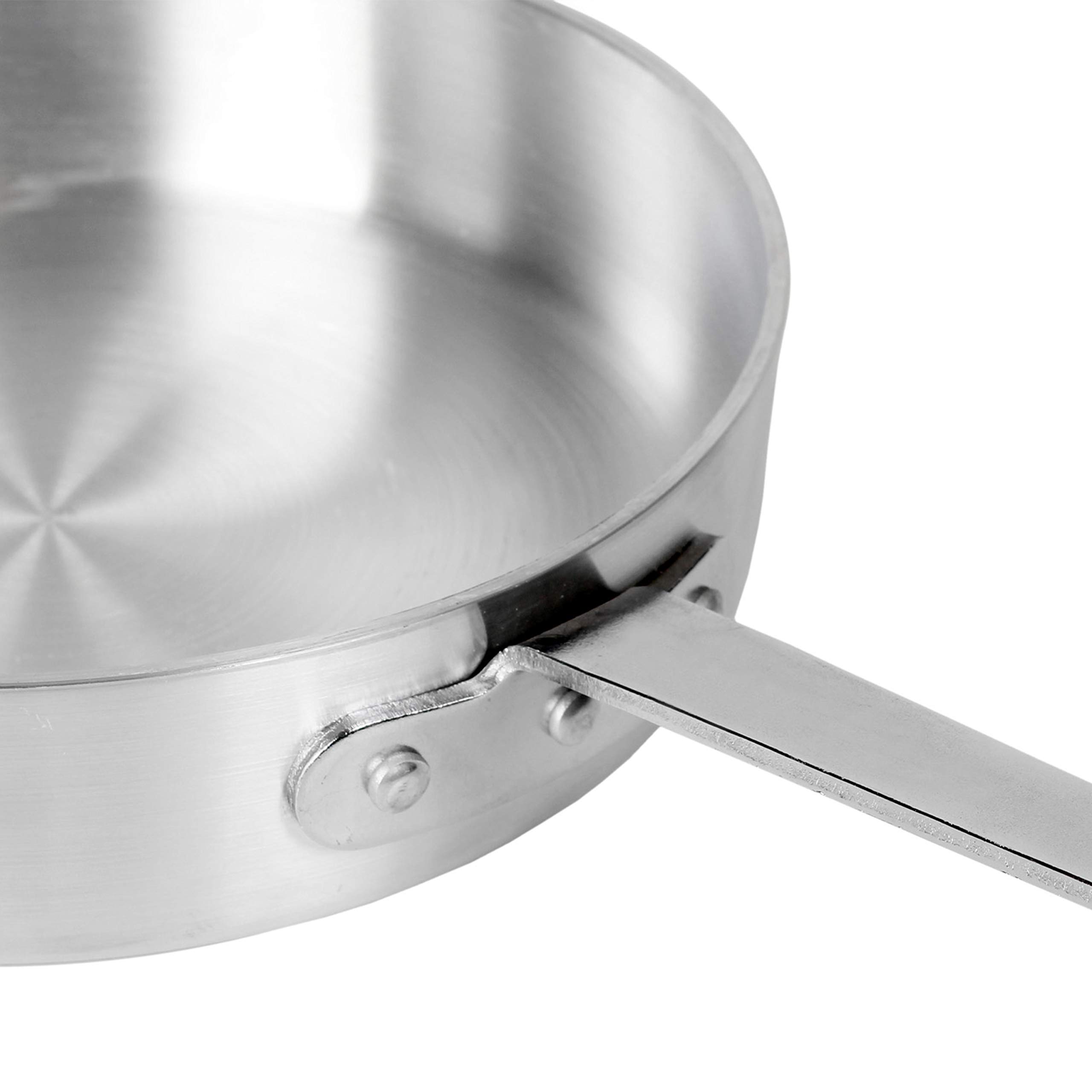 Thunder Group 3 Quart Stainless Steel Saute Pan with Lid - Professional Nonstick Cookware for Frying, Searing & Sauteing - Perfect for Home Kitchen & Restaurant Use